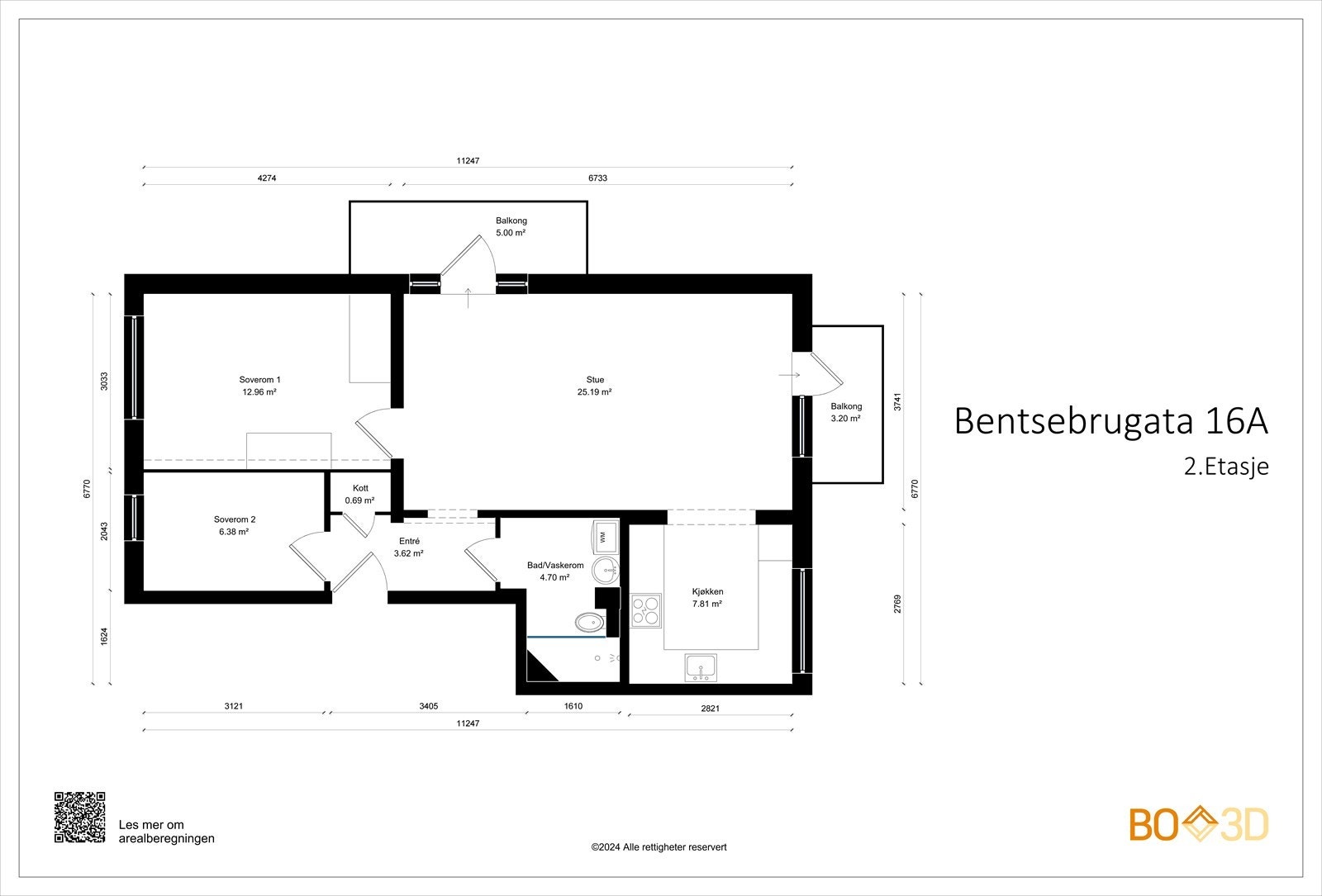 Målsatt plantegning. Galleribilde