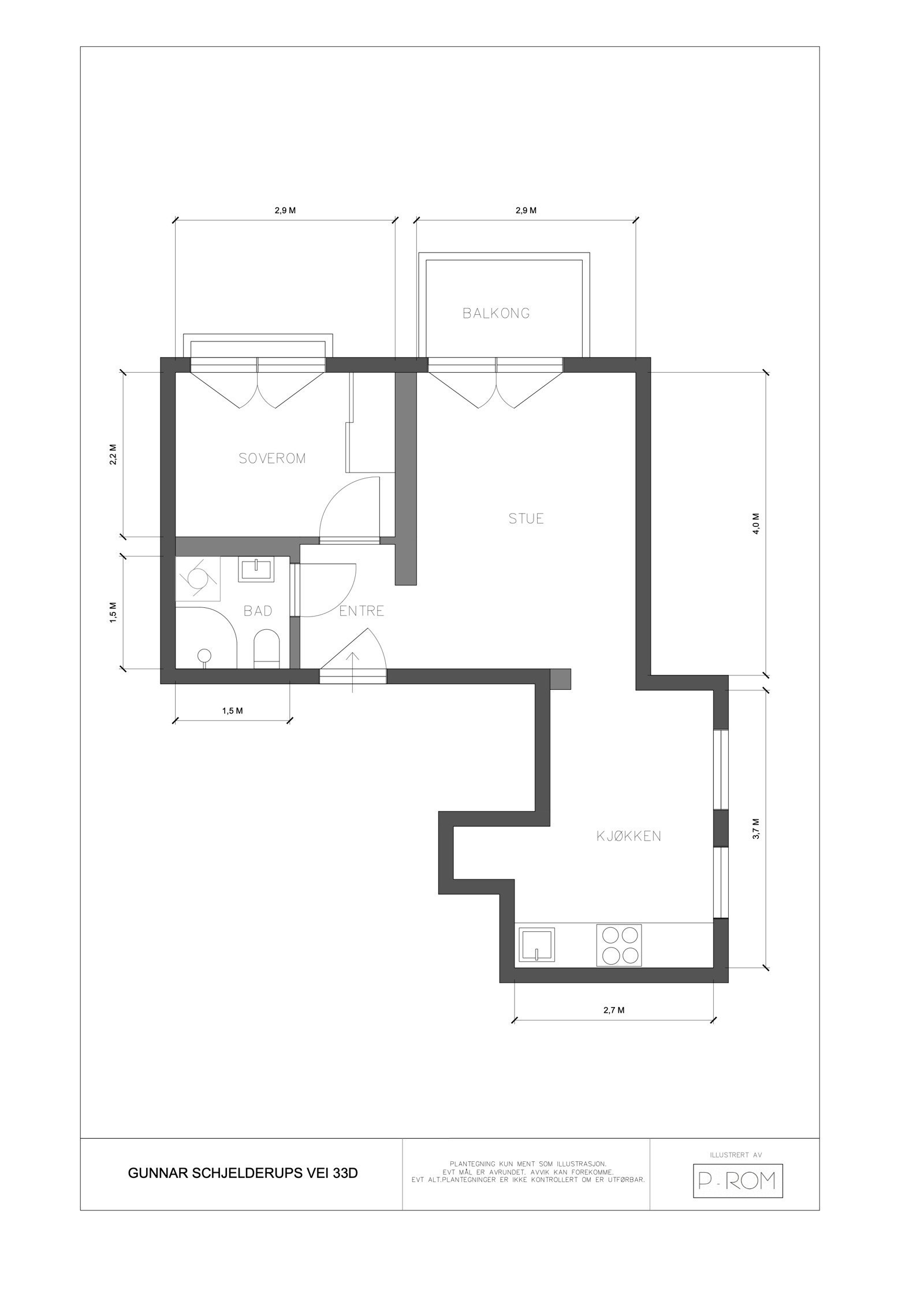 Plantegning - Gunnar Schjeldrups vei 33c Galleribilde