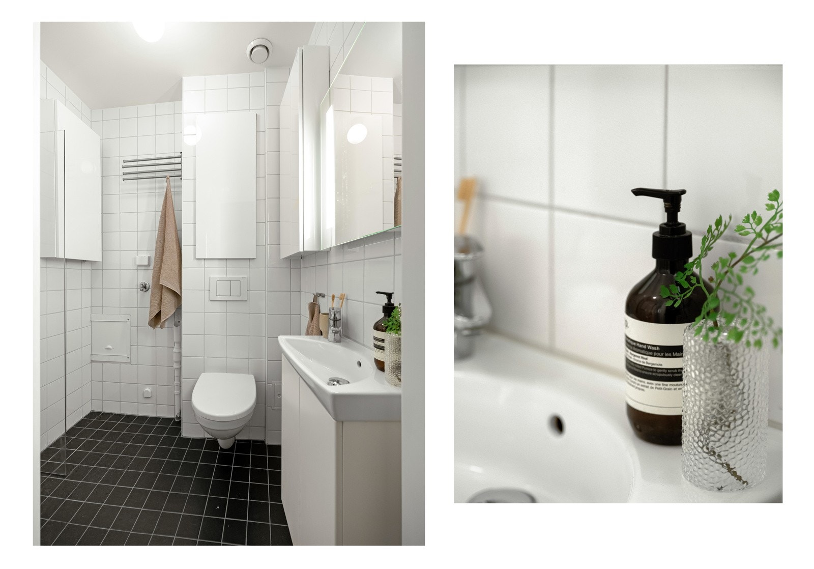 Pent flislagt bad fra 2013 med varmekabler i gulv. Galleribilde