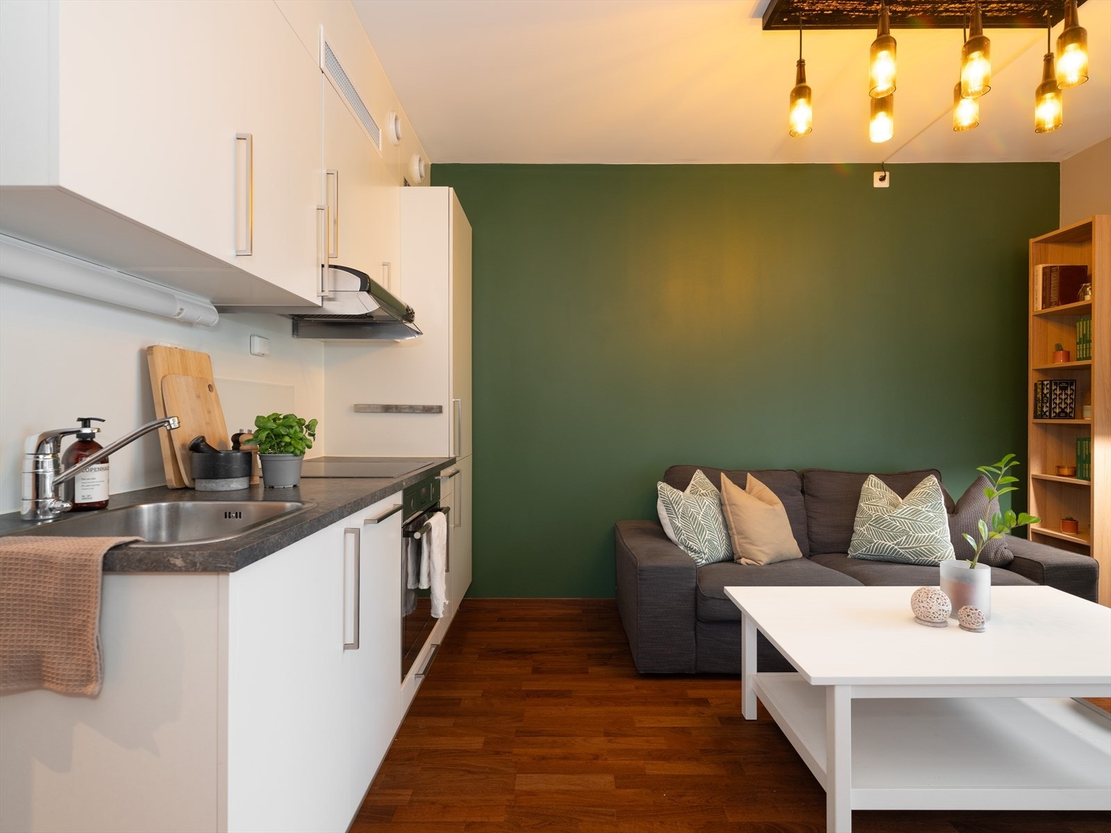 Ny eier får gleden av integrert kjøle-/fryseskap, oppvaskmaskin og komfyr med induksjonstopp. Galleribilde