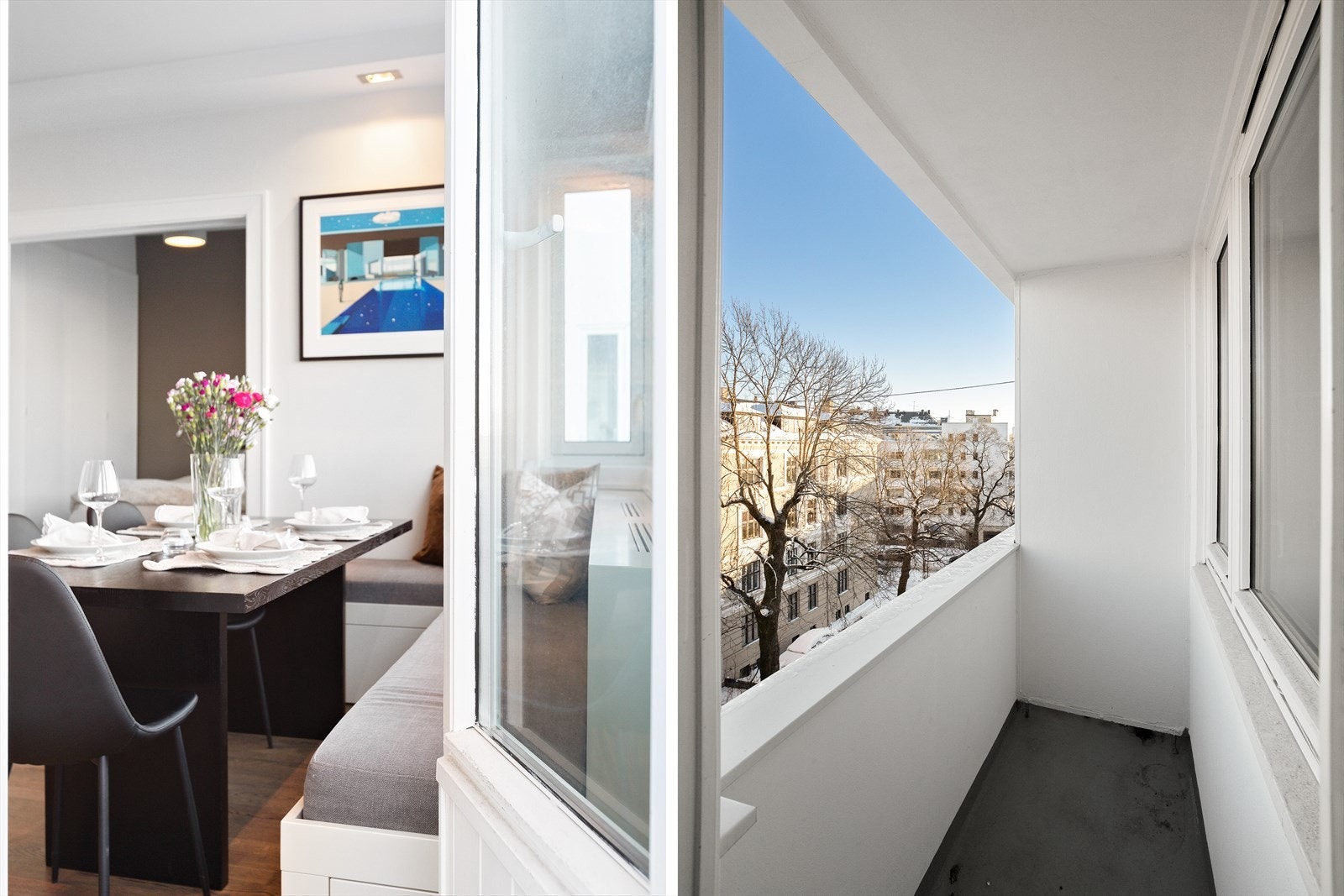 Balkong med plass til møblement. På sommerstid er balkongen omkranset av frodige, lekre grøntarealer! Galleribilde