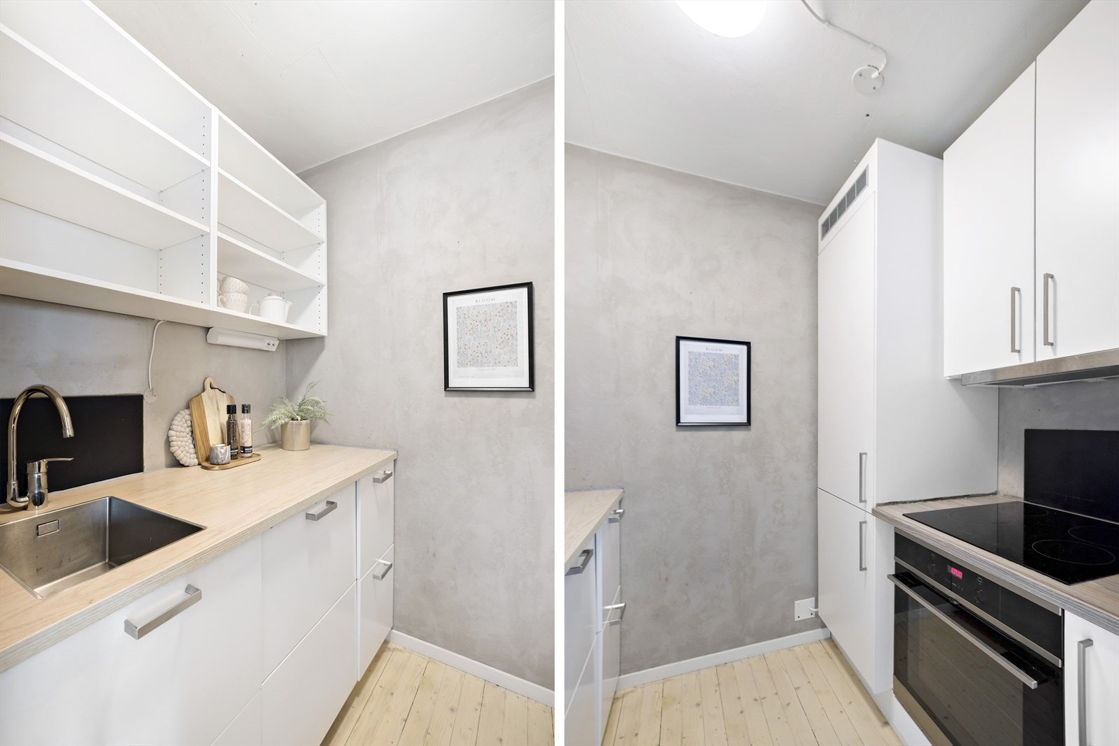 Pent kjøkken med integrerte hvitevarer Galleribilde