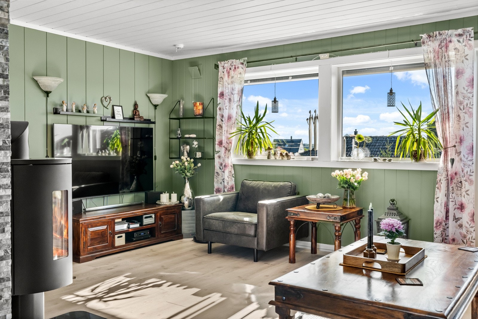 Fin stue i moderne farger. Galleribilde