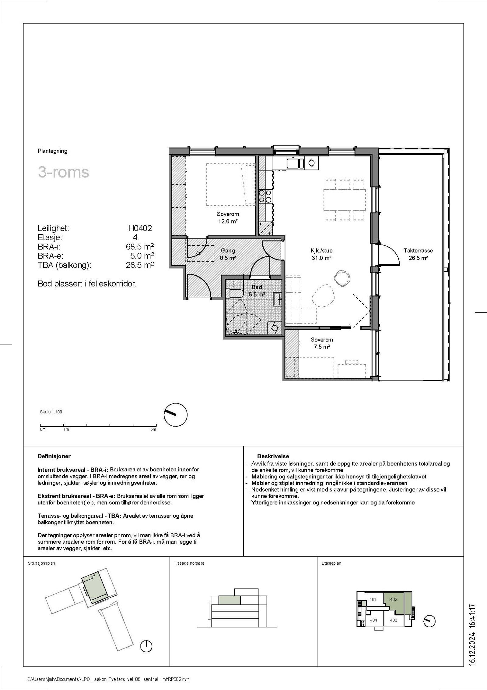 Plantegning av Leilighet B Galleribilde