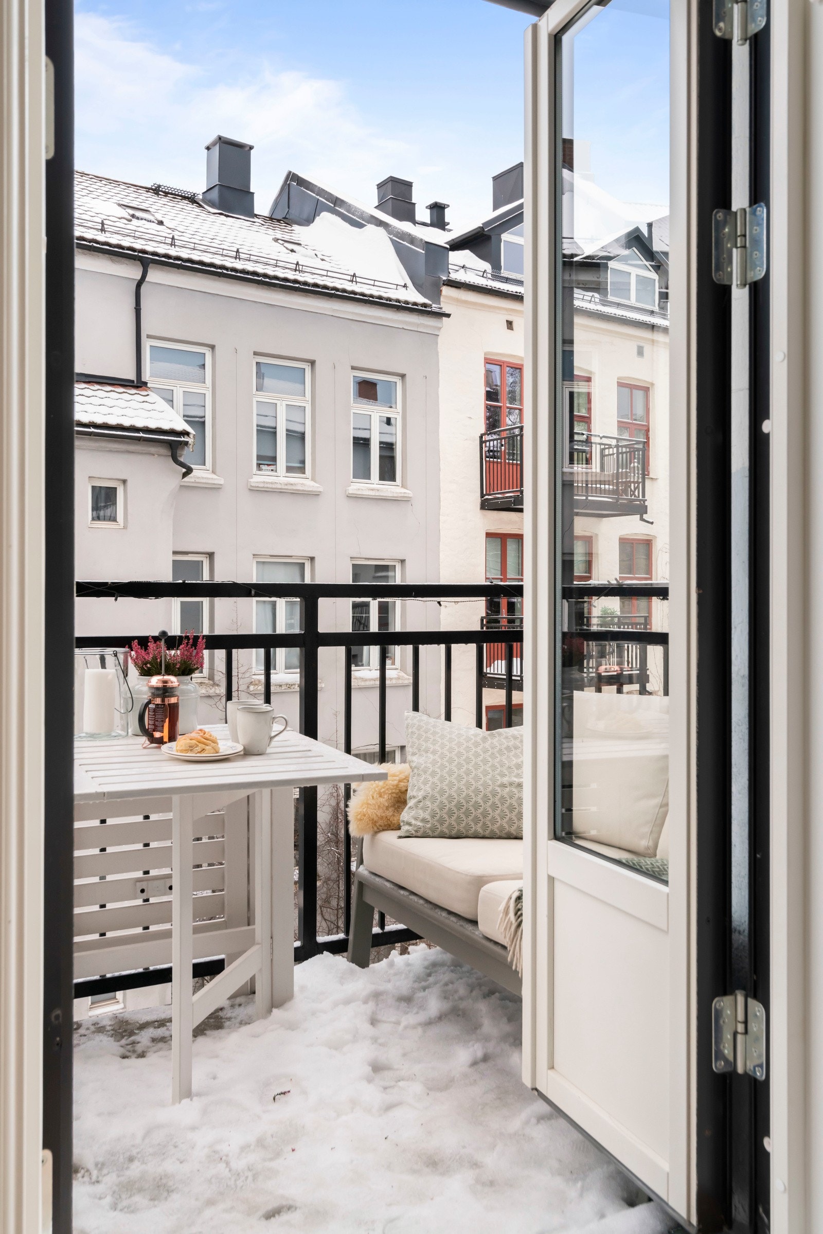 Det er lov med gass- eller elektrisk grill på balkongene. Galleribilde