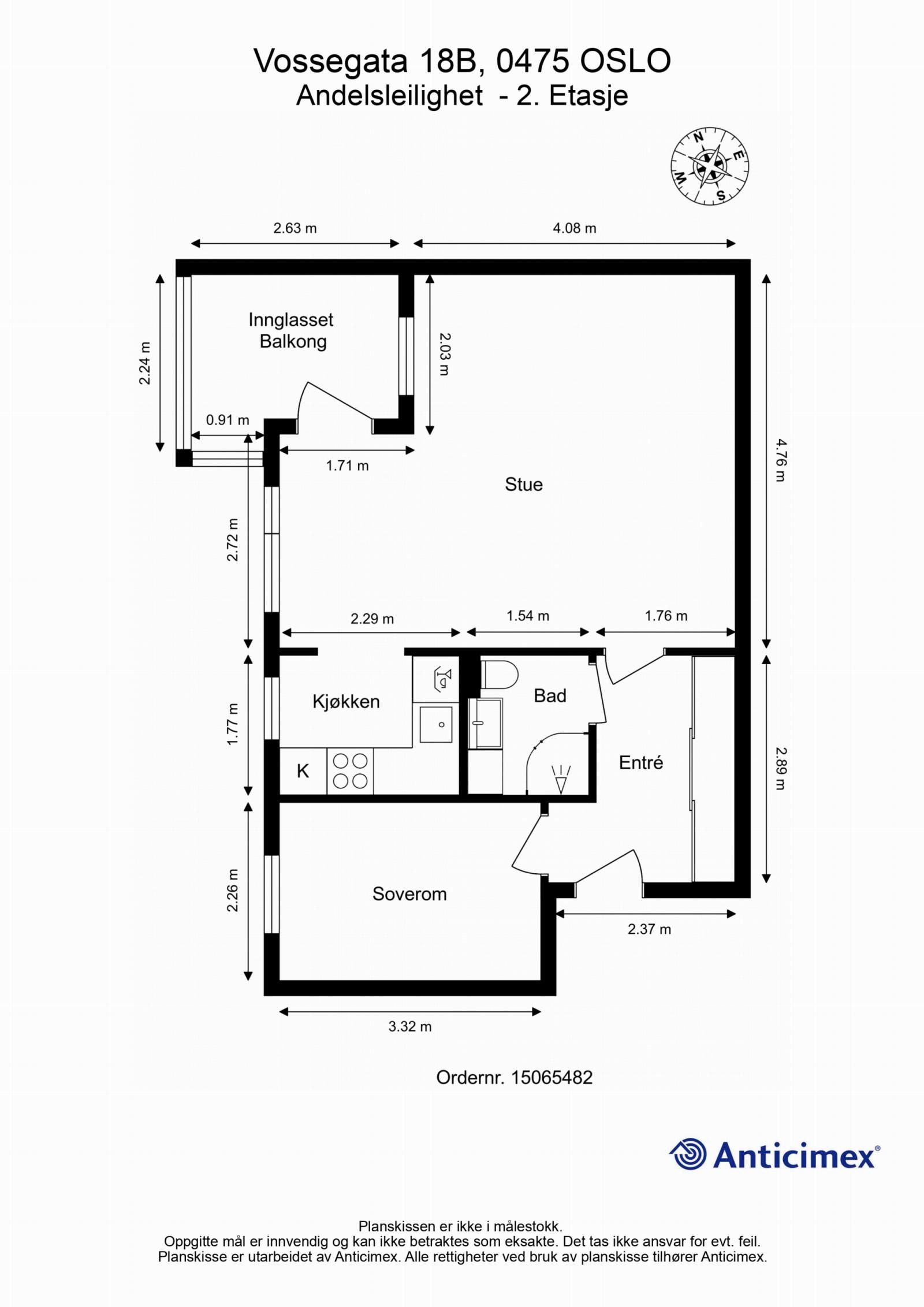 Dagens planløsning med kompass. Galleribilde
