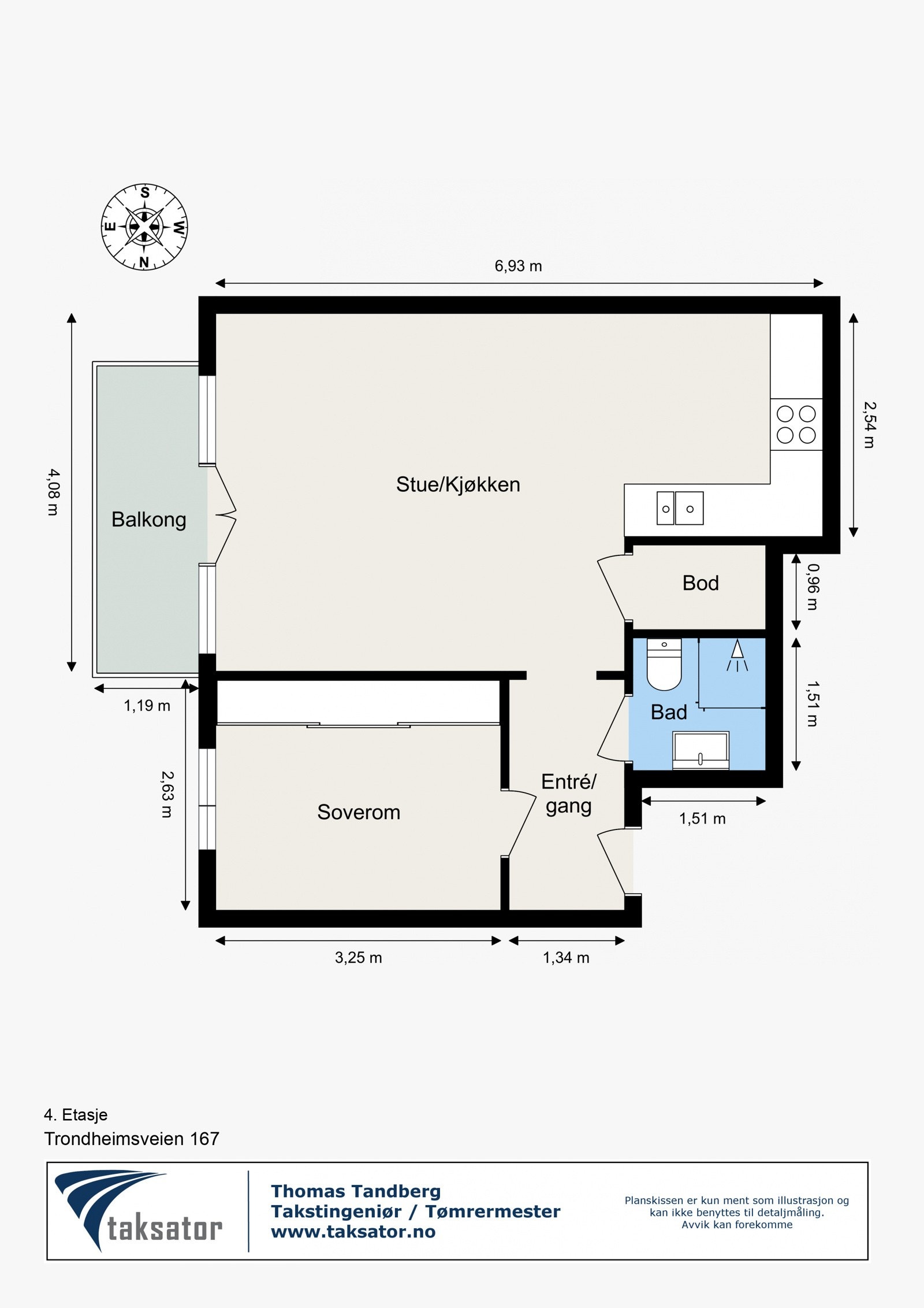 Målsatt plantegning. Galleribilde