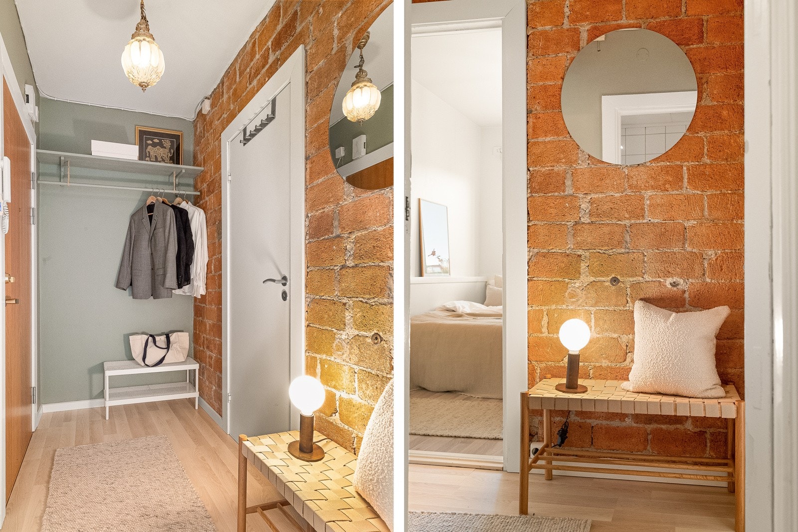 Fin entré/gang med god plass til oppheng av yttertøy og oppbevaring av sko. Galleribilde