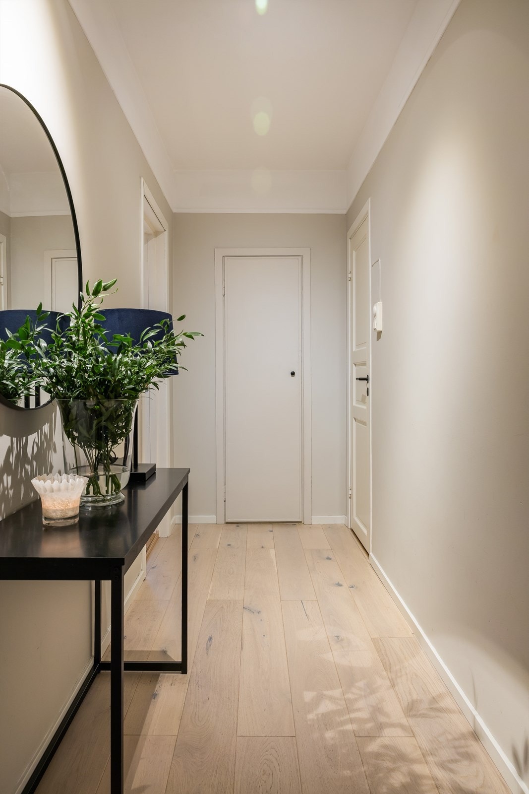 Plassbygget skap i entréen og stue. Galleribilde