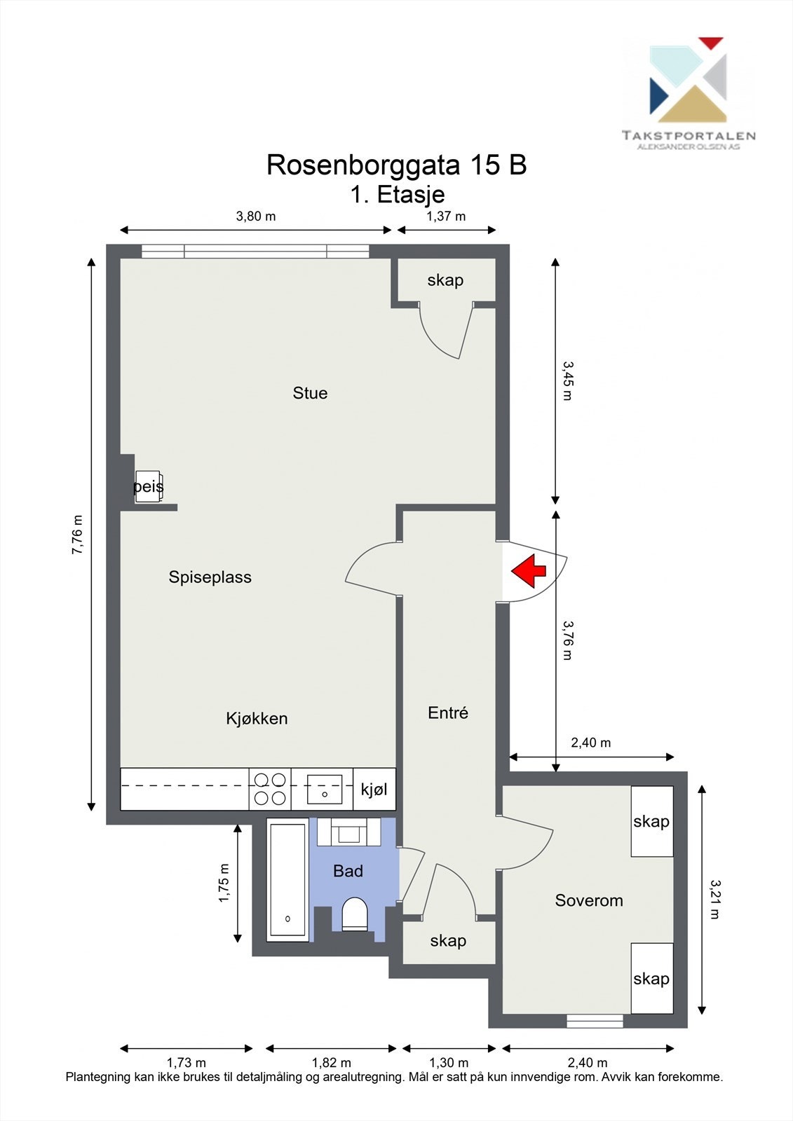Rosenborggata 15 B - Plantegning. Galleribilde