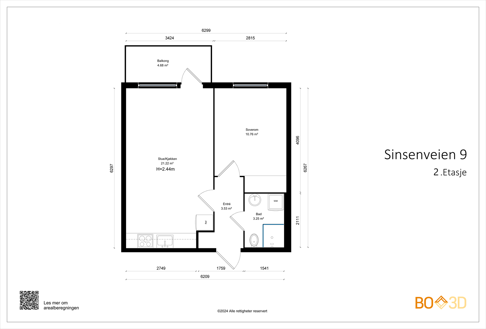 Målsatt plantegning. Galleribilde