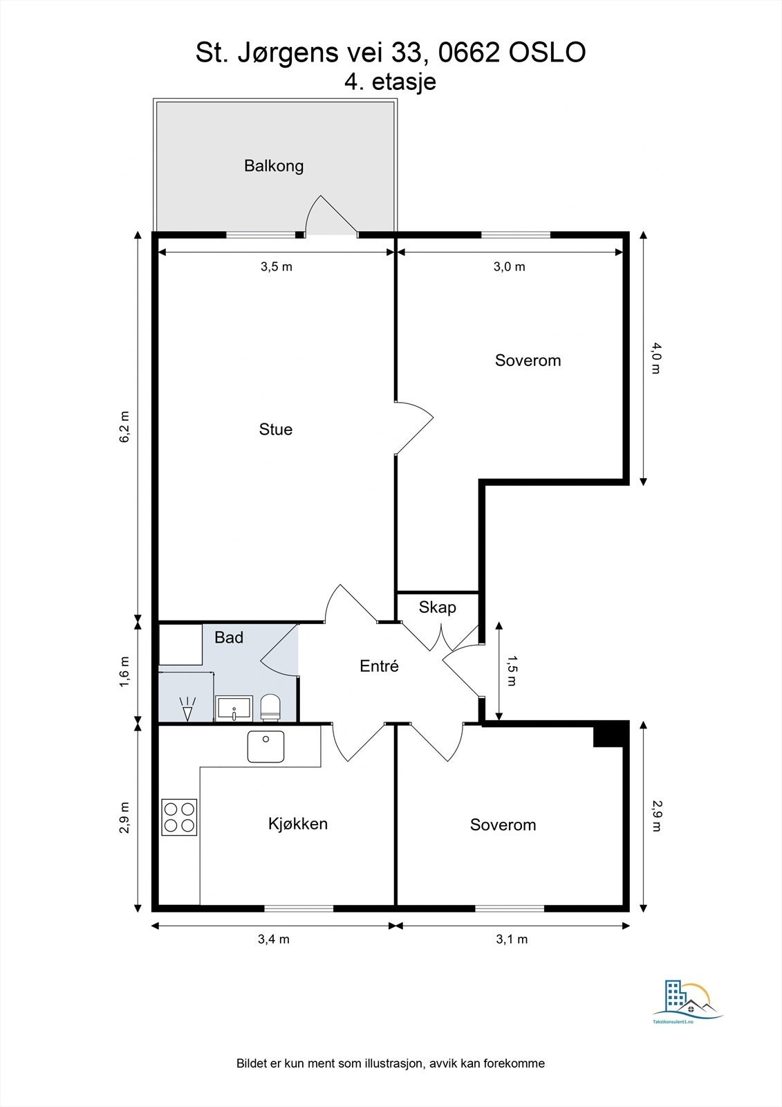 Floorplan letterhead - St. Jørgens vei 33, 0662 OSLO - 4. etasje - 2D Floor Plan.jpg Galleribilde