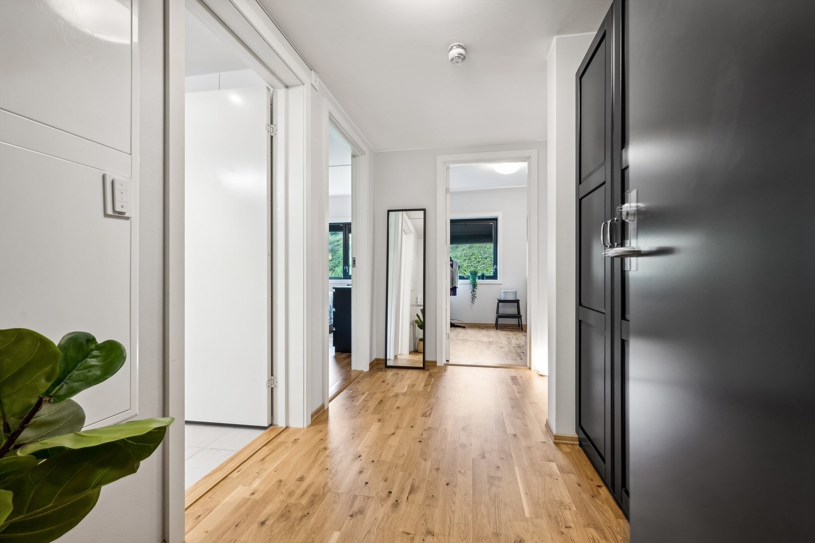 Romslig entré/gang med plass til sko og yttertøy. Galleribilde