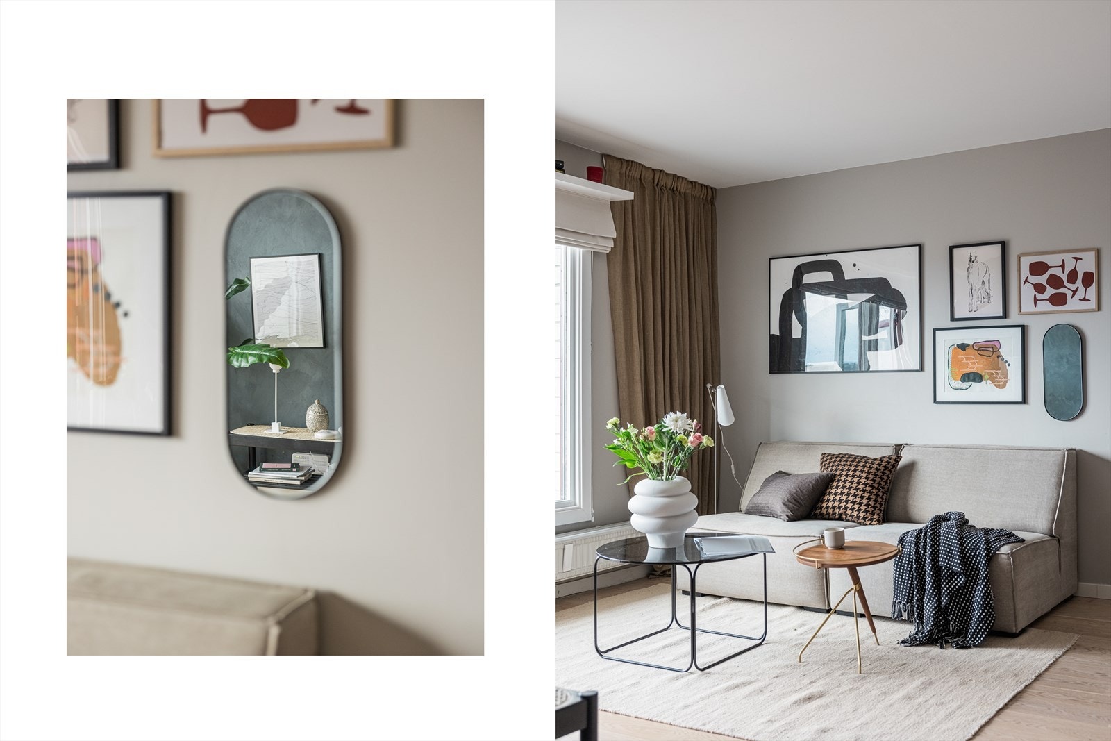 Leiligheten er malt i delikate fargevalg og har parkett på gulv. Galleribilde