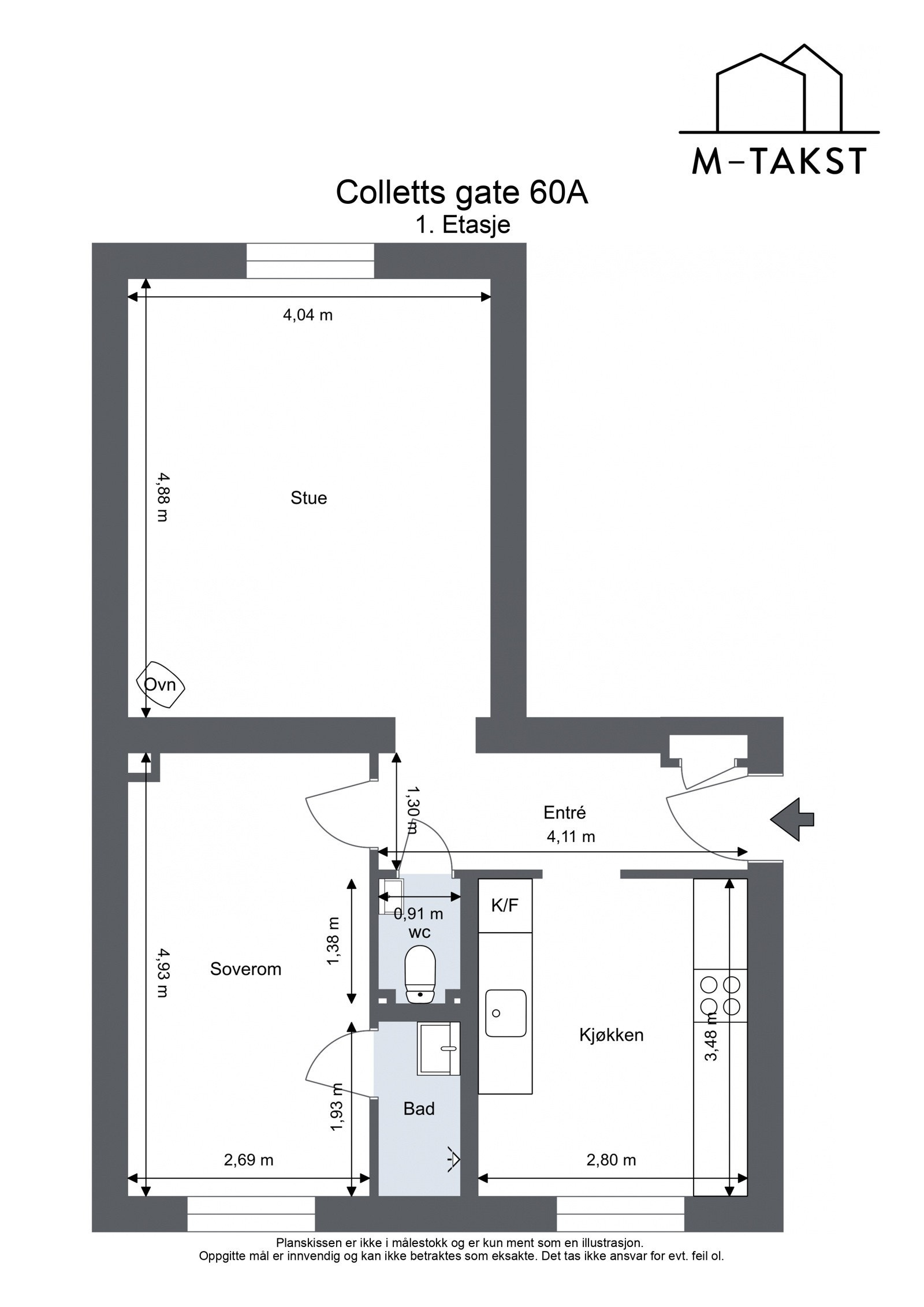 Gjennomgående planløsning - Colletts gate 60A - Høy 1. Etasje Galleribilde