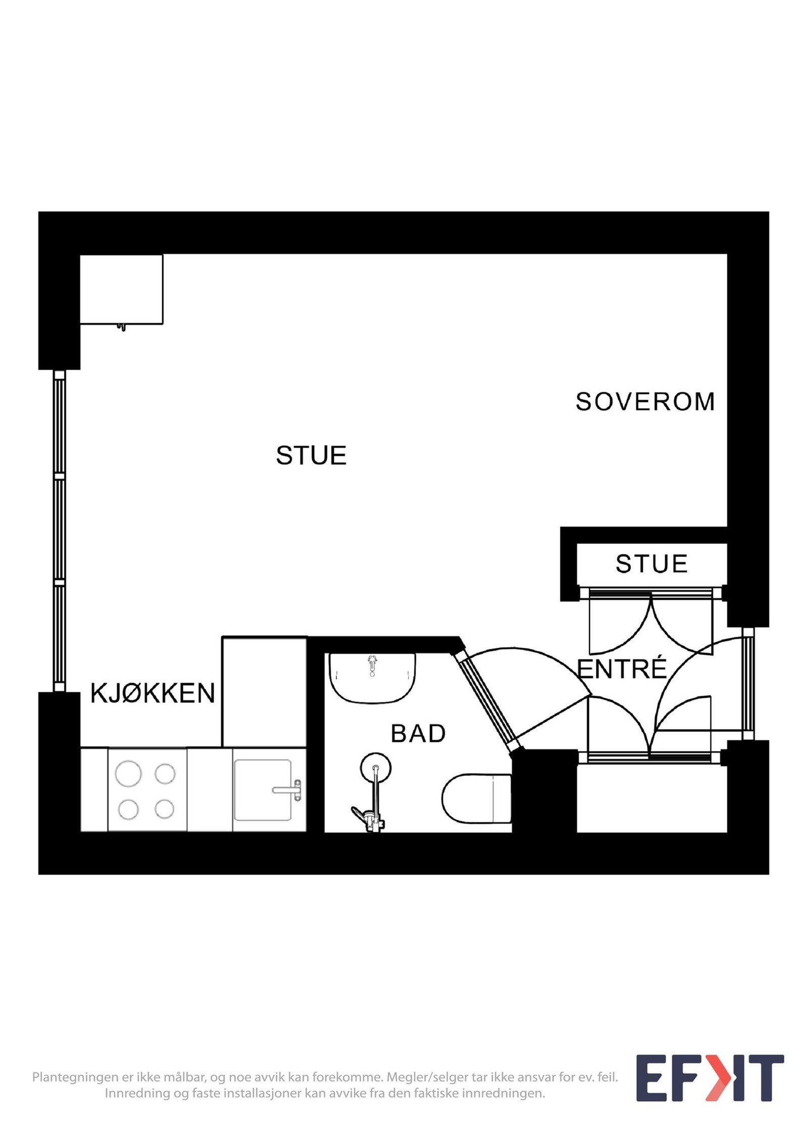 Leiligheten har en gjennomtenkt og arealeffektiv planløsning, som utnytter hver kvadratmeter optimalt. Galleribilde