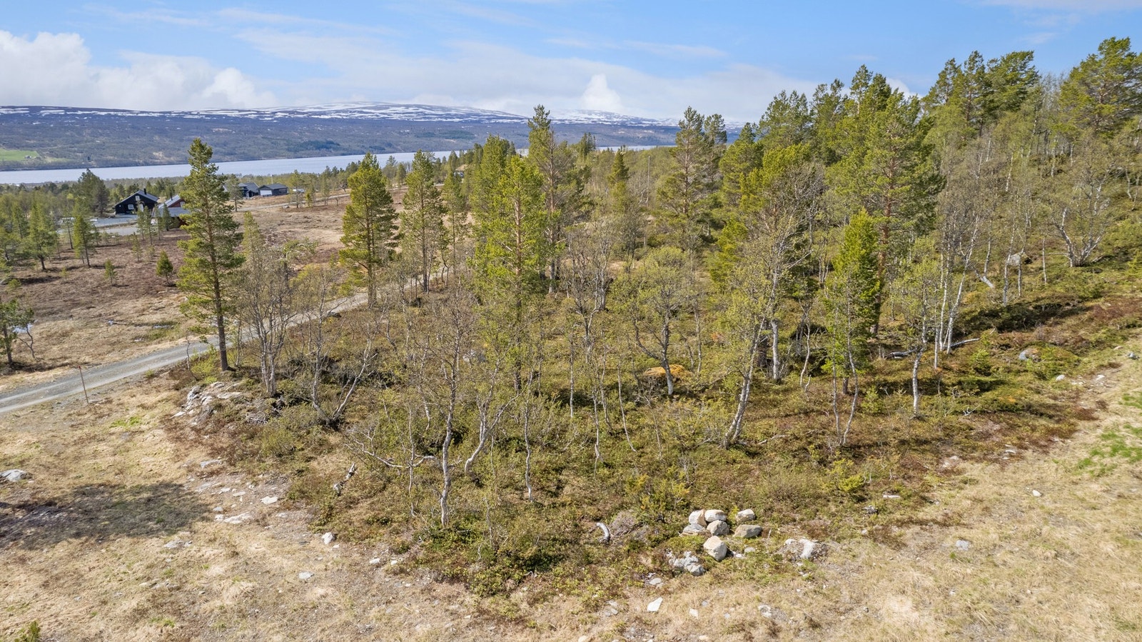 Hver ny tomt kan bebygges med hytte og nødvendige bihus (uthus, anneks o.l). Galleribilde