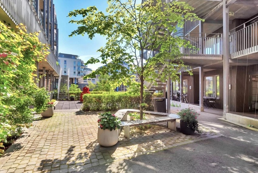 Som andelseier i Borettslaget Elvehavn Brygge 6 og 8 har man tilgang til flotte opparbeidede fellesområder på kanten av Nidelven. Galleribilde