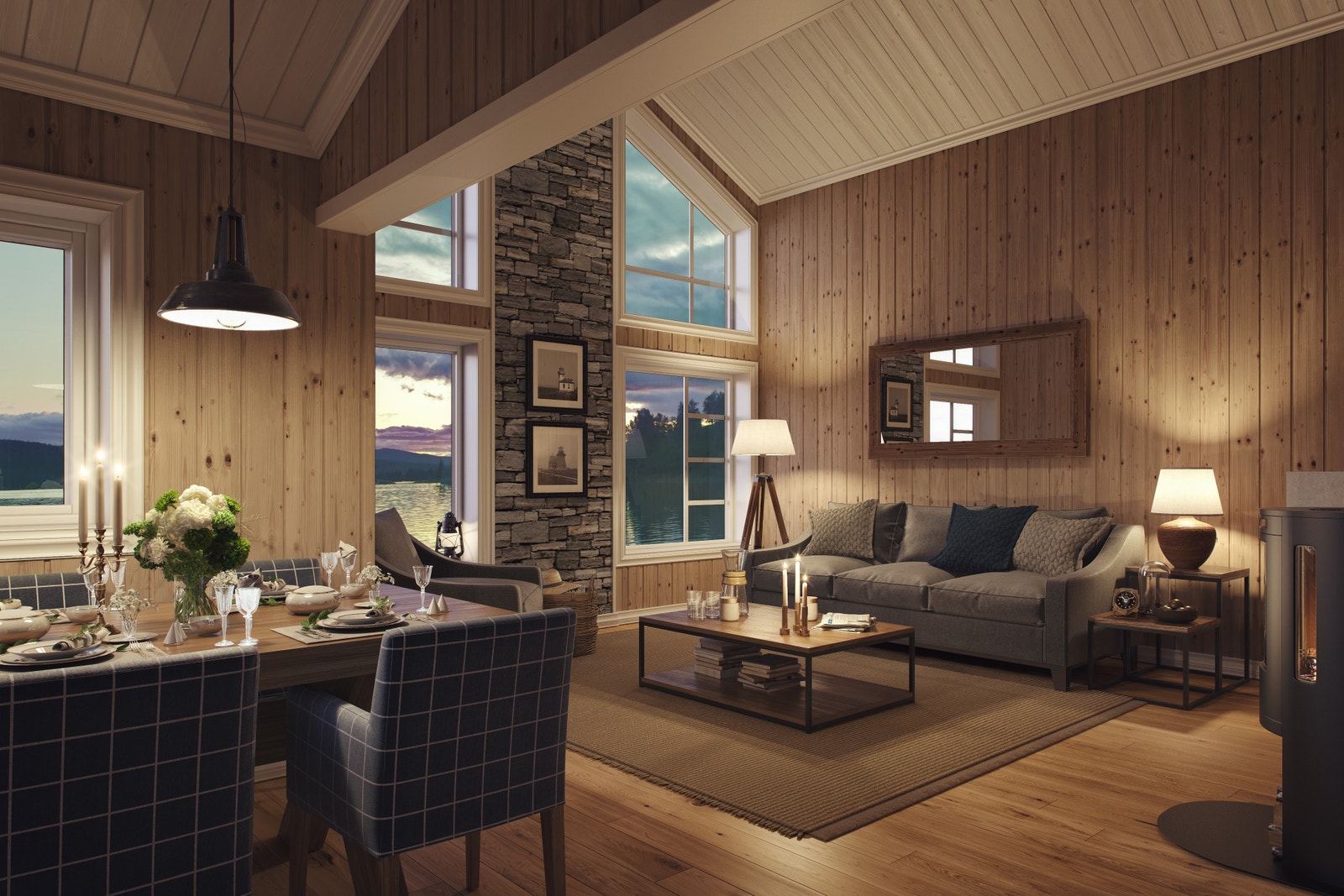 De store vinduene gir flott utsyn mot de storslåtte fjellene i Rondane. (Dette er en illustrasjon) Galleribilde