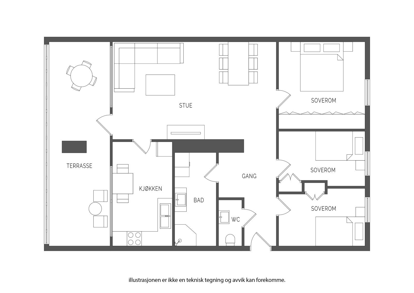 2 D tegning. Ikke målbar tegning kun for illustrasjon. Galleribilde
