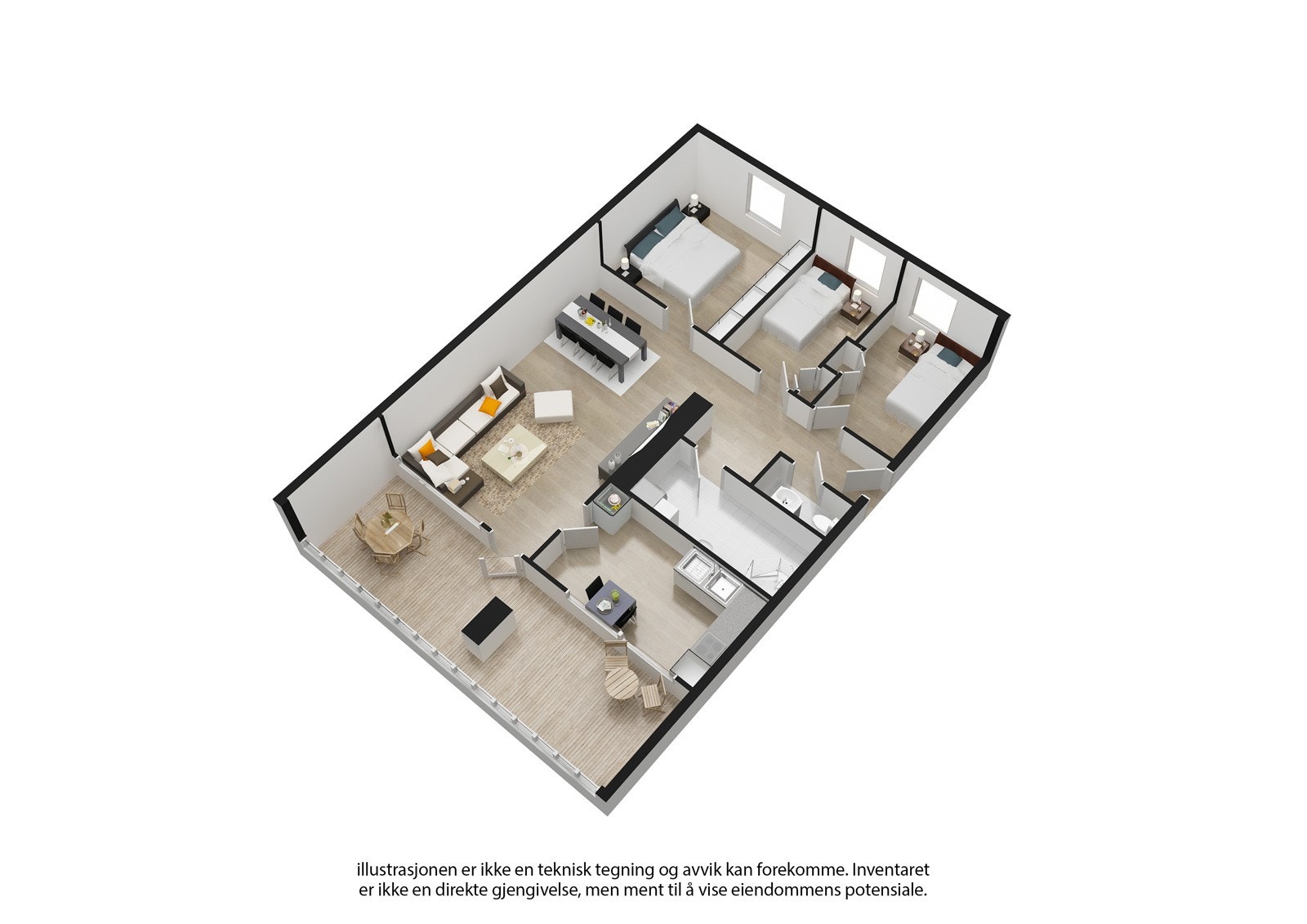 3 D tegning. Ikke målbar tegning kun for å illustrasjon. Galleribilde