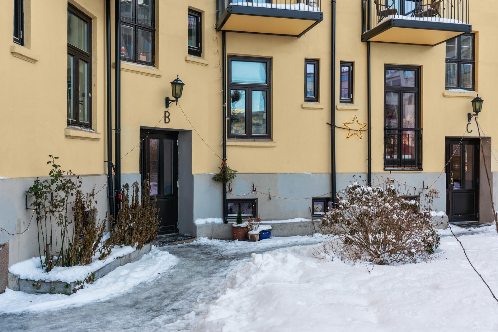Sameiet har en person i styret med eget ansvar for bakgårdens beplantning og utseende. Bakgården bugner av blomster og beplantning på sommerstid. Galleribilde