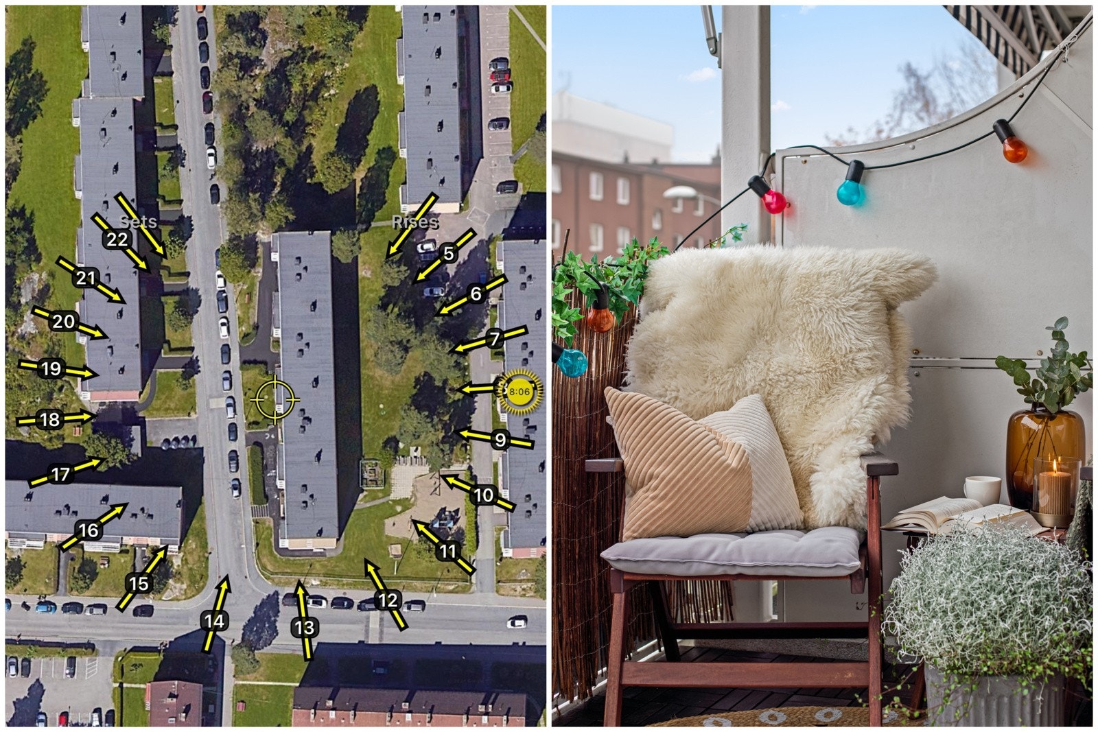 Den vestvendte beliggenheten sørger for meget gode solforhold. Det er tillatt å grille med gass- og elektrisk grill på balkongene. Galleribilde