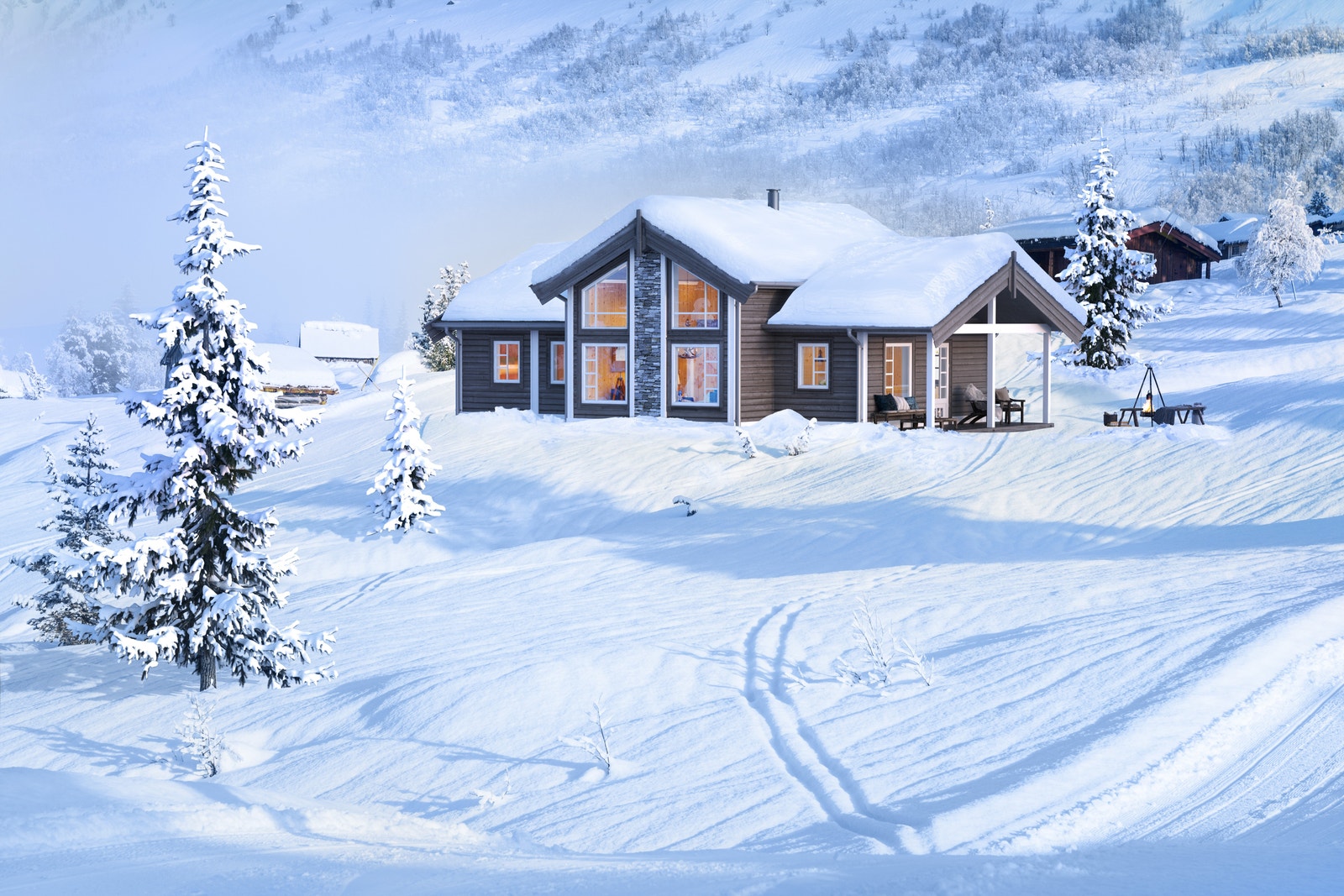 Midthø fra Boligpartner - her illustrert i et vinterlandskap Galleribilde