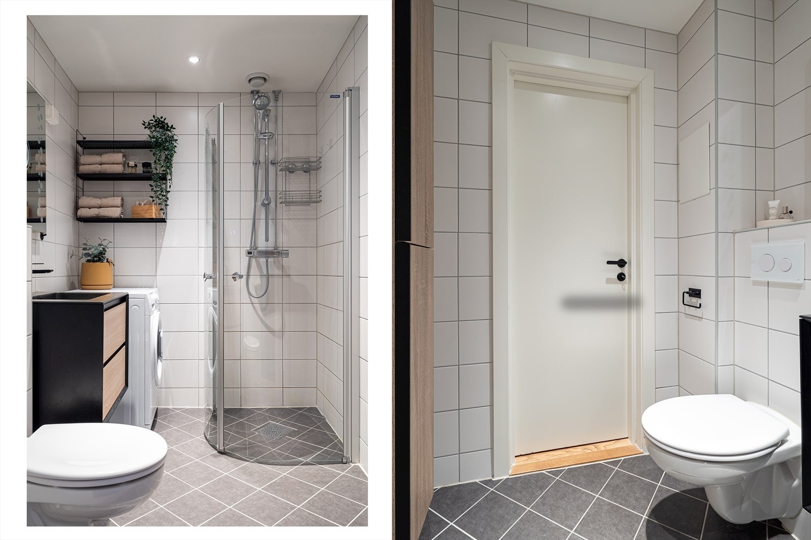 Videre har badet opplegg for vaskemaskin og naturlig avtrekksventilasjon. Galleribilde