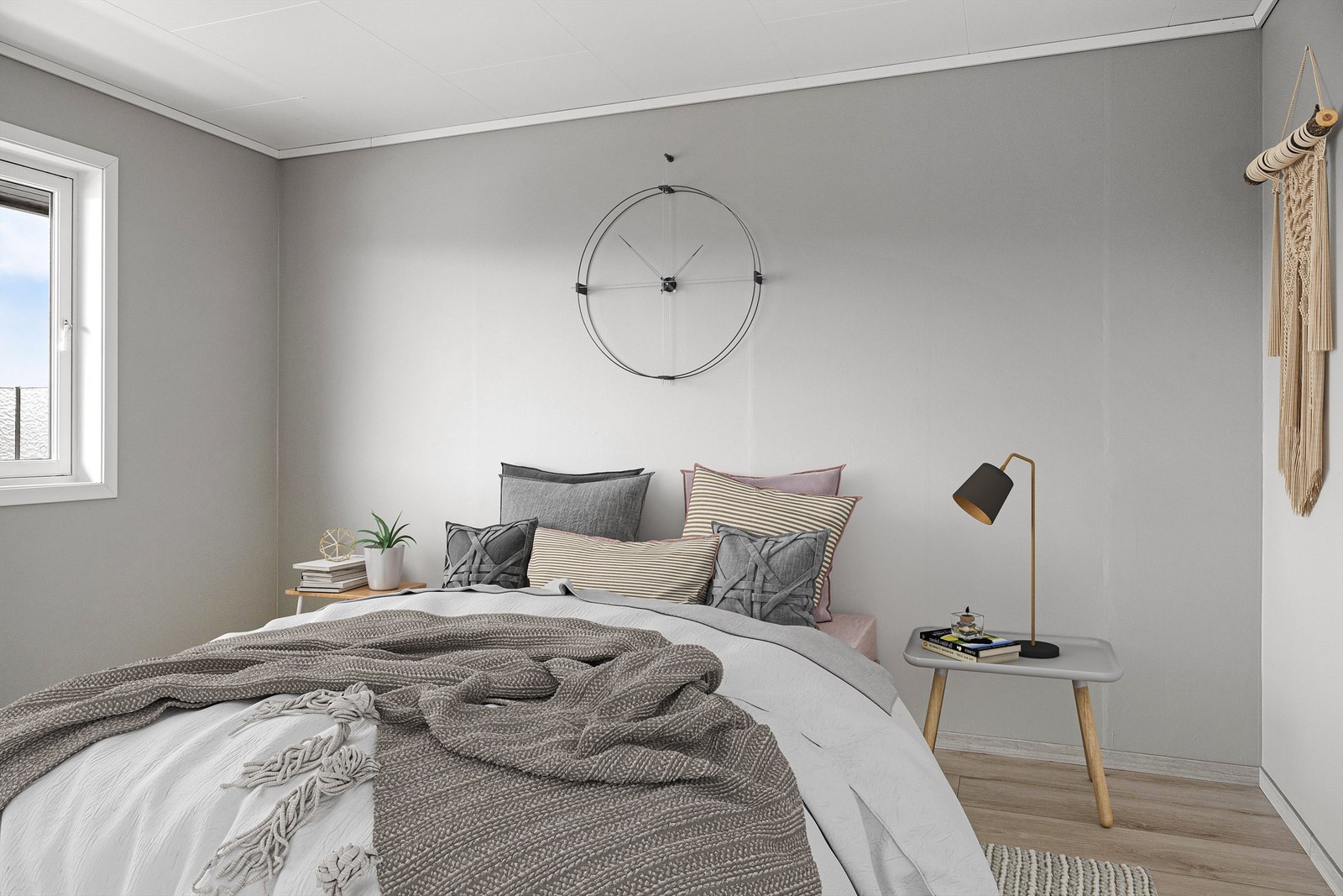 Hovedsoverom.
Møbler er digitalt innsatt for visuell presentasjon. Størrelse osv. på disse kan avvike fra virkelighet. Galleribilde