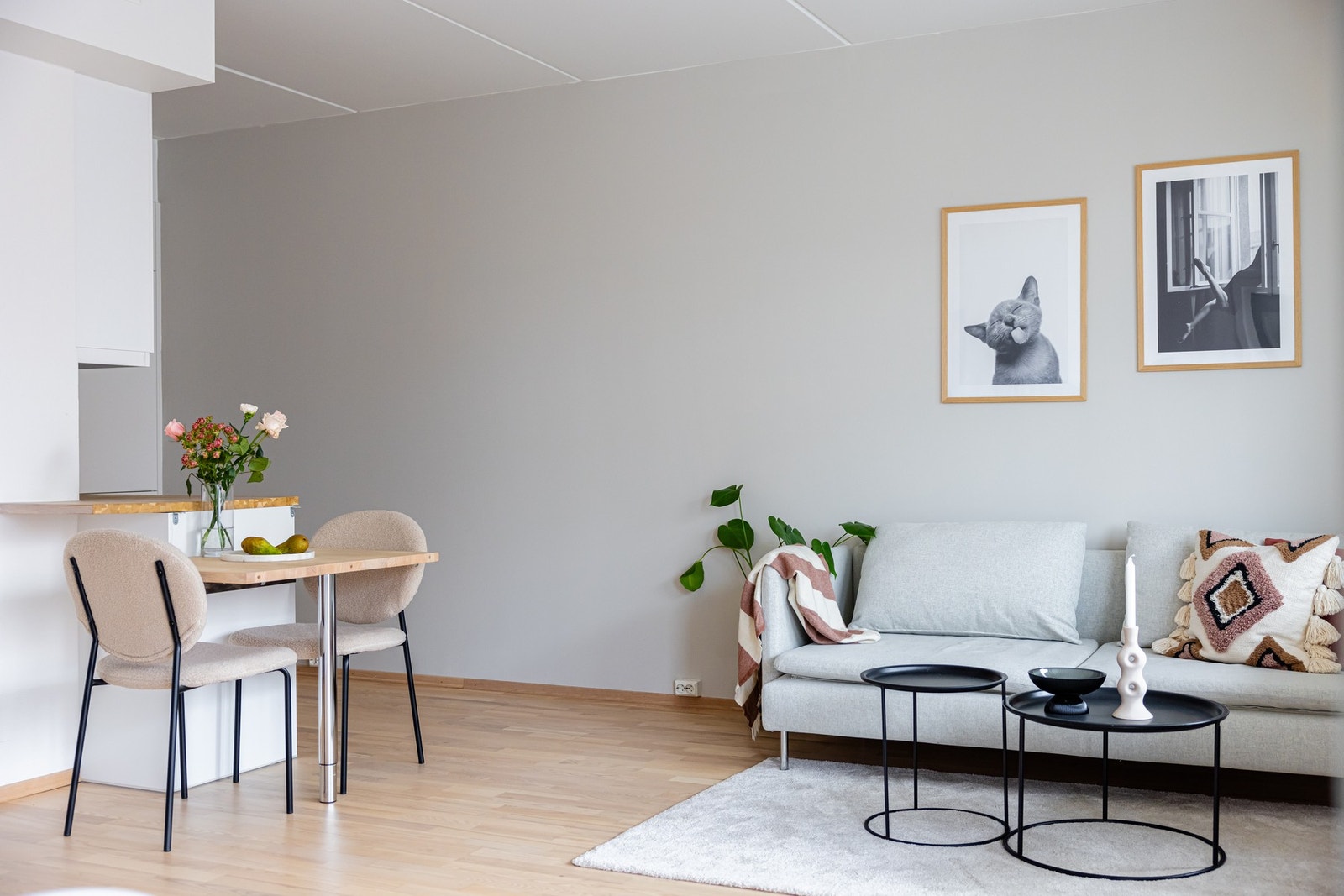 Oppholdsrommet har også plass til et spisebord. Galleribilde