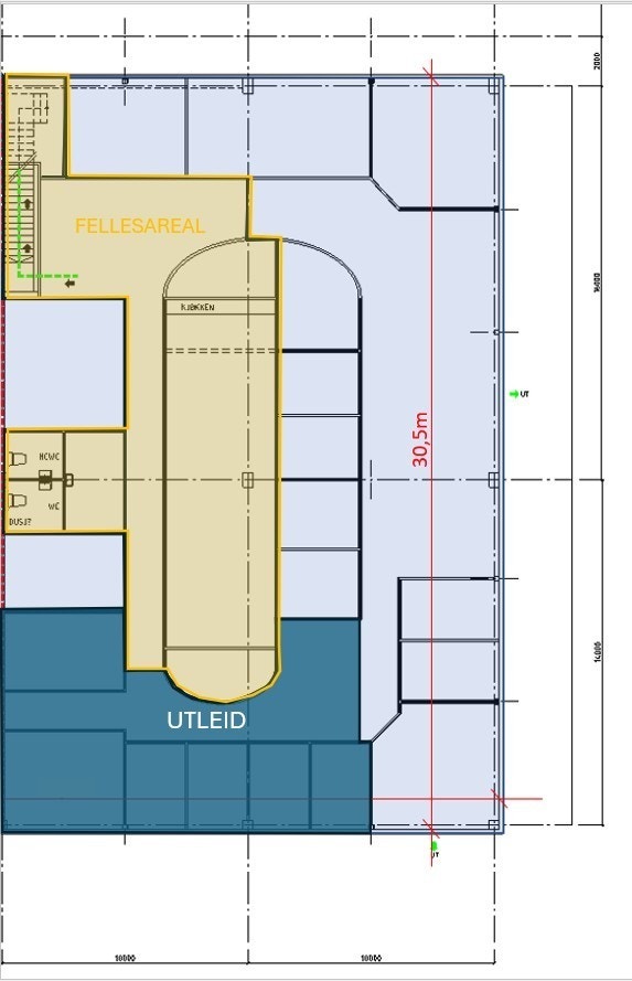 Plantegning. Ledig areal i lyseblått Galleribilde