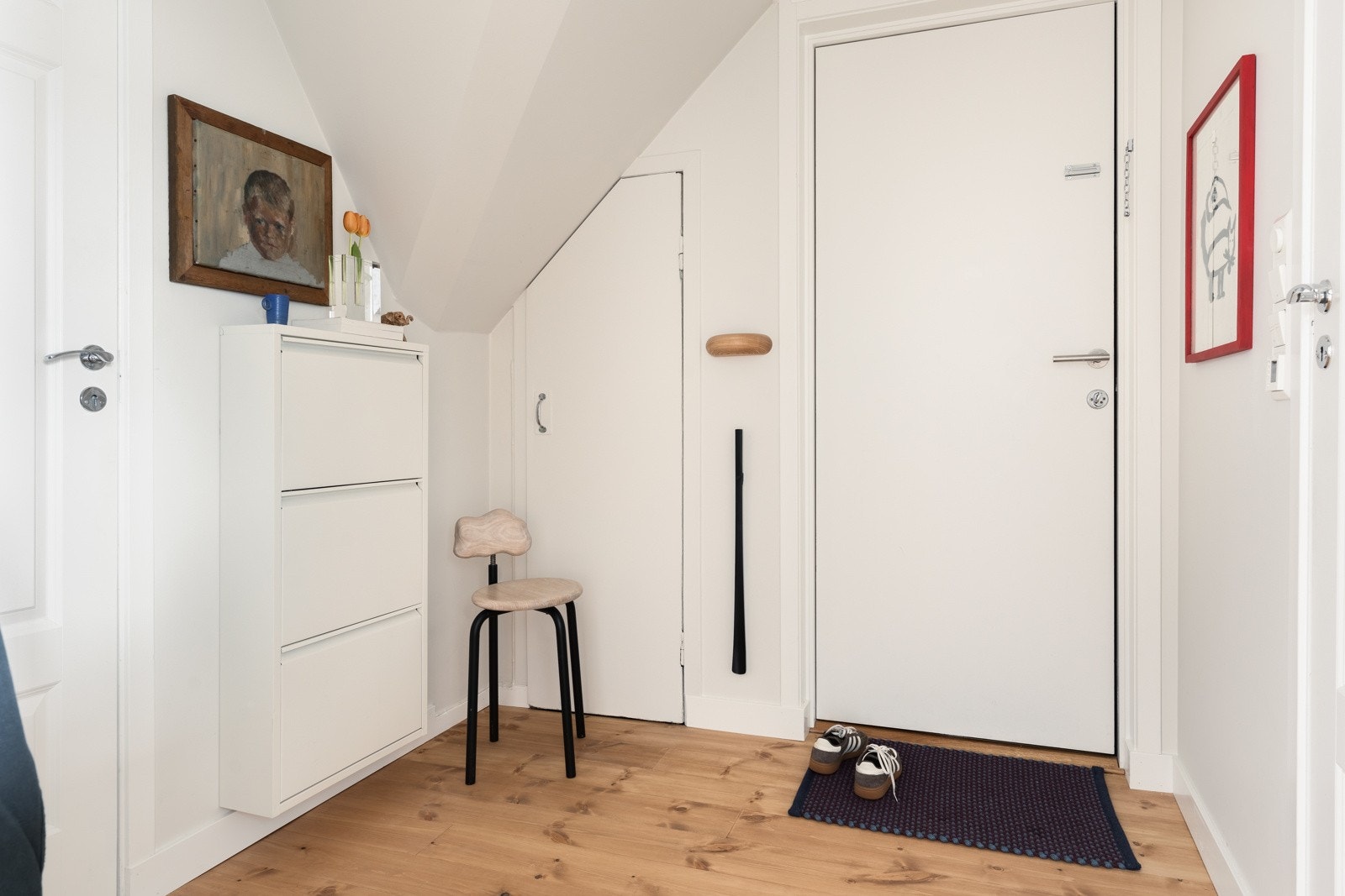 Til høyre med en gang du kommer inn finner du en praktisk bod med god oppbevaringsplass. Galleribilde