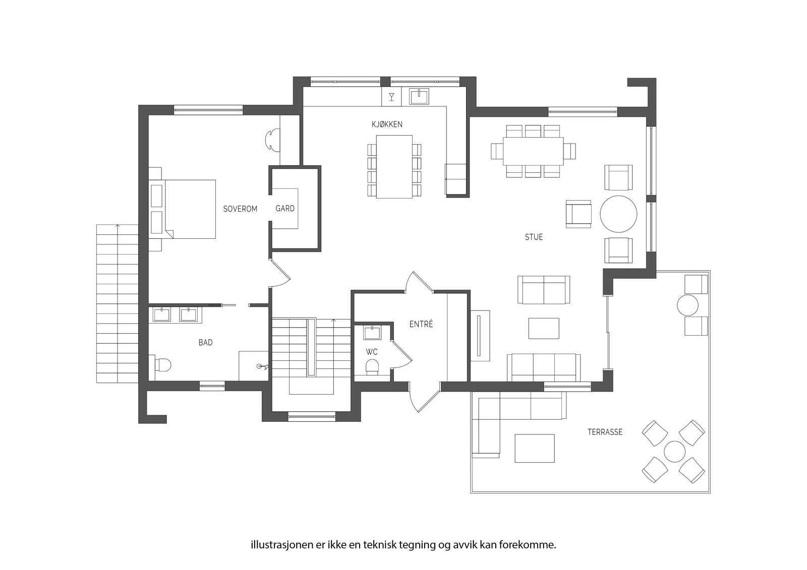 Plantegning førsteetasje Galleribilde
