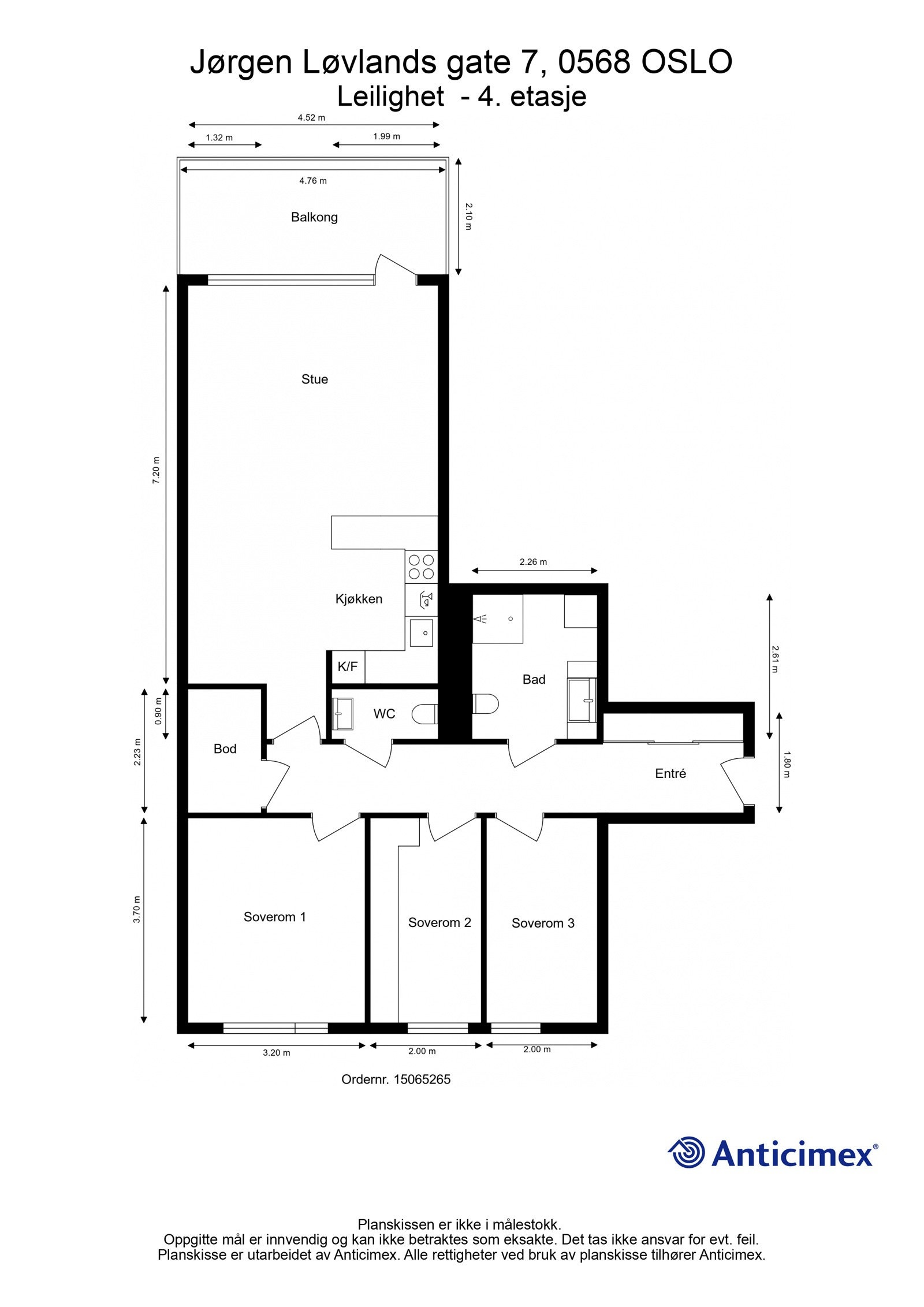 Plantegning med mål. Galleribilde