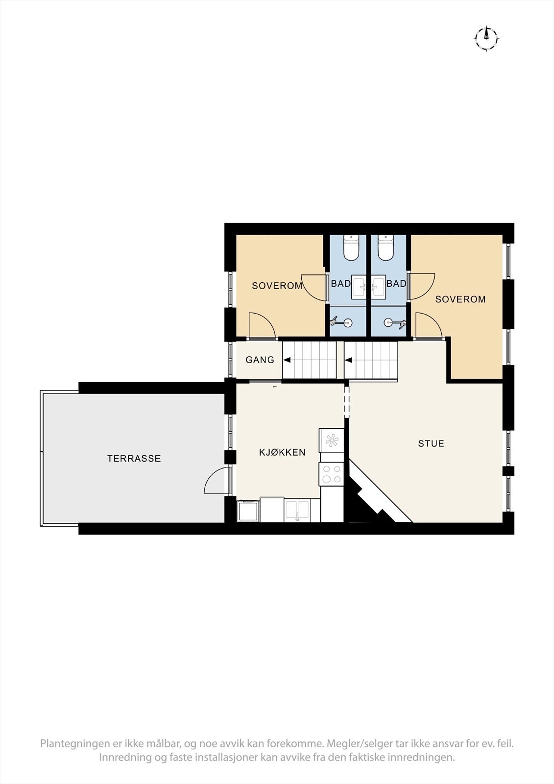 Plantegninger (Rådhusgata 23A, hybelhus, hybel 1 og 2) Galleribilde
