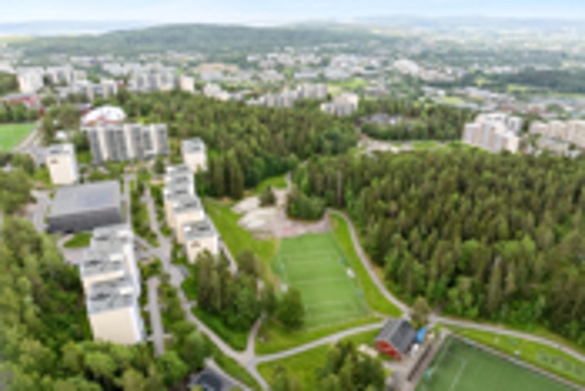 Romsås har fokus på et rikelig aktivitetstilbud for barna. På bildet ser dere noen av fotballbanene. Galleribilde