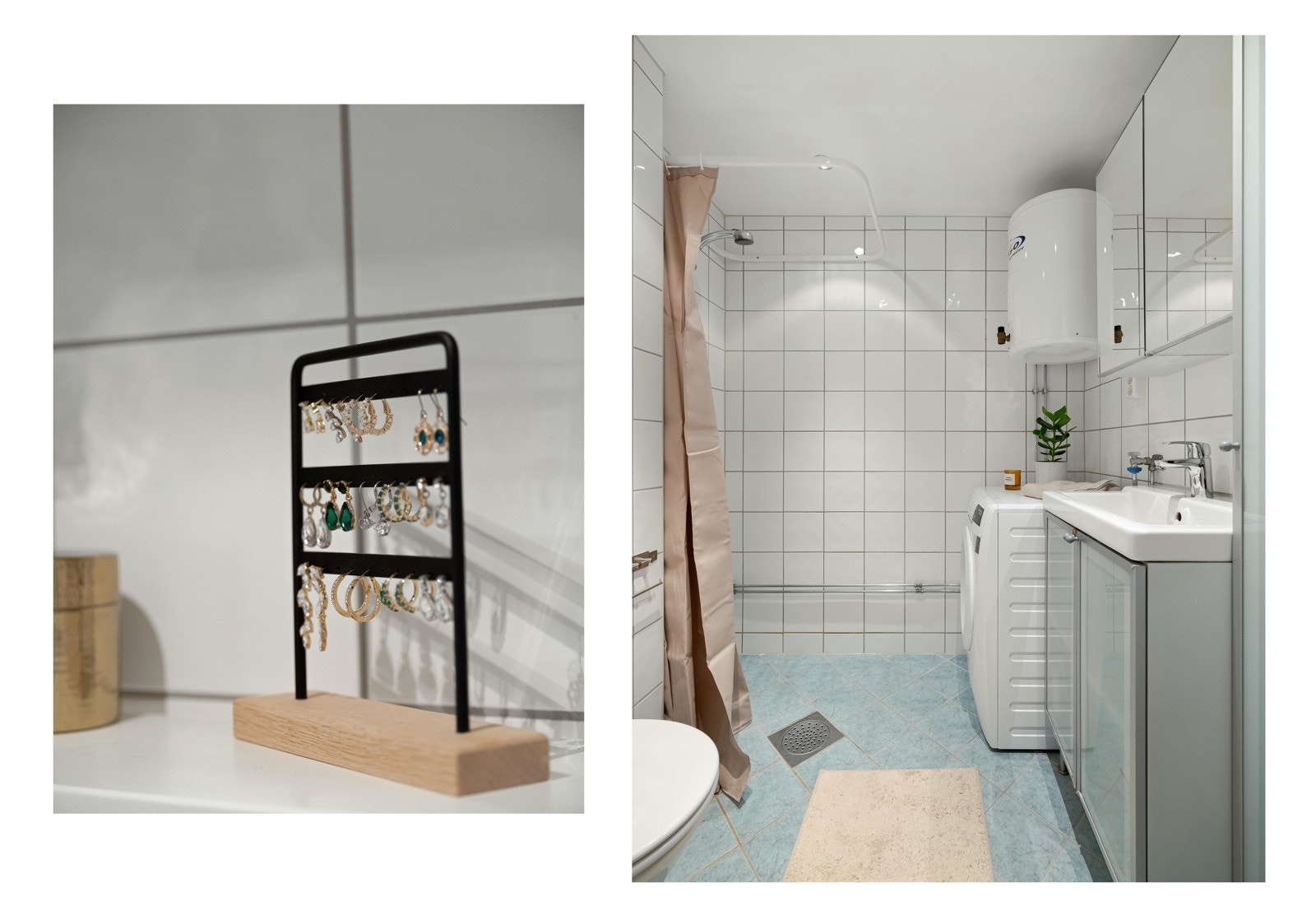 Fra entreen finner vi det flislagte badet, som ble pusset opp i regi av borettslaget i 2004. Galleribilde