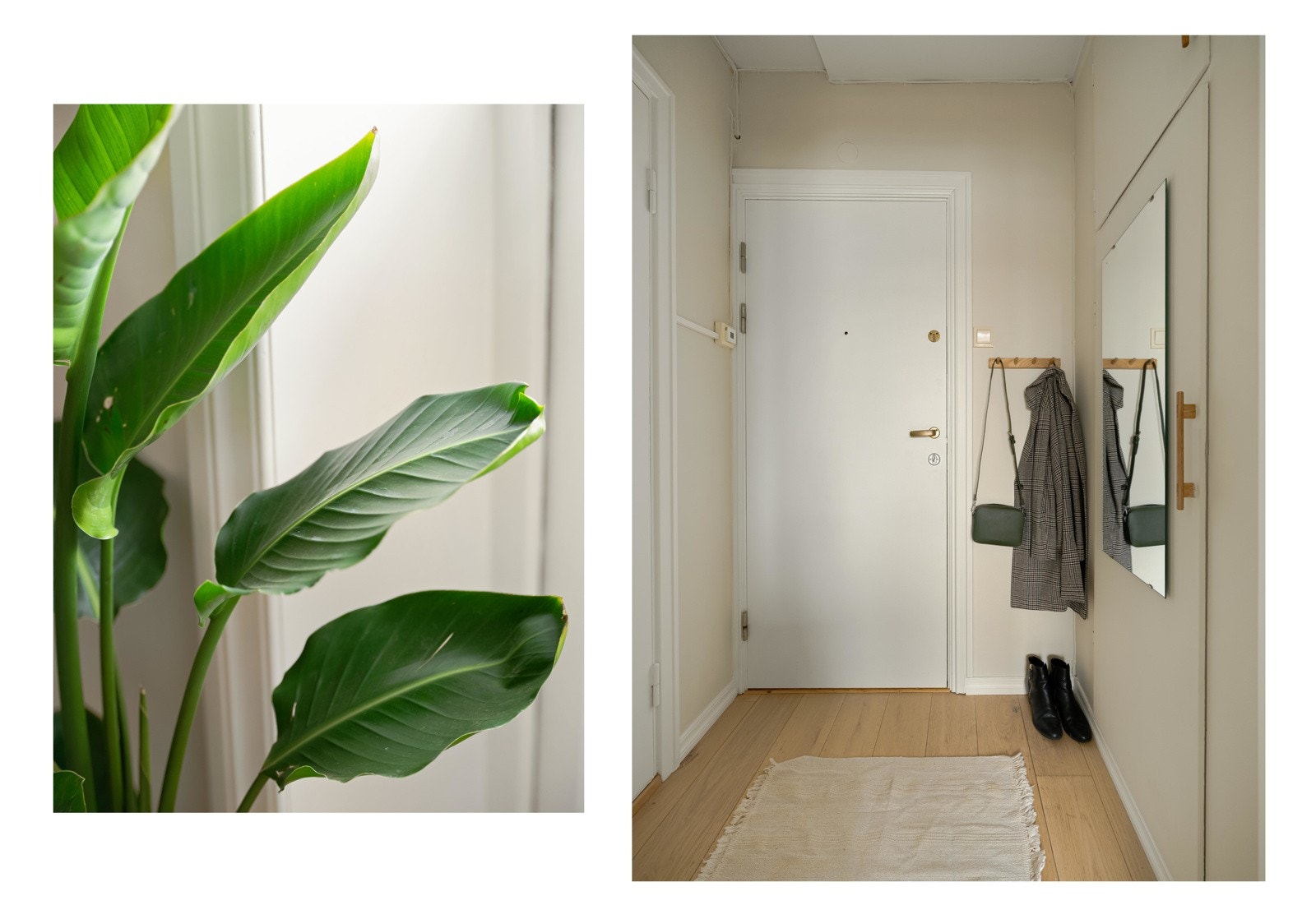 Entreen gir et fint førsteinntrykk av leiligheten. Her er det fint med plass til oppheng av yttertøy og plassering av sko. Galleribilde