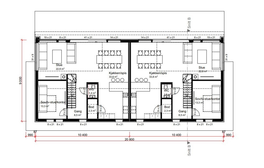 Plantegning 1.etg (venstre halvpart) Galleribilde