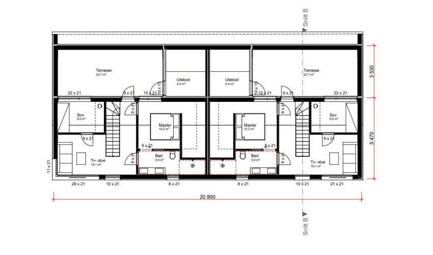 Plantegning 2.etg. (venstre halvpart) Galleribilde
