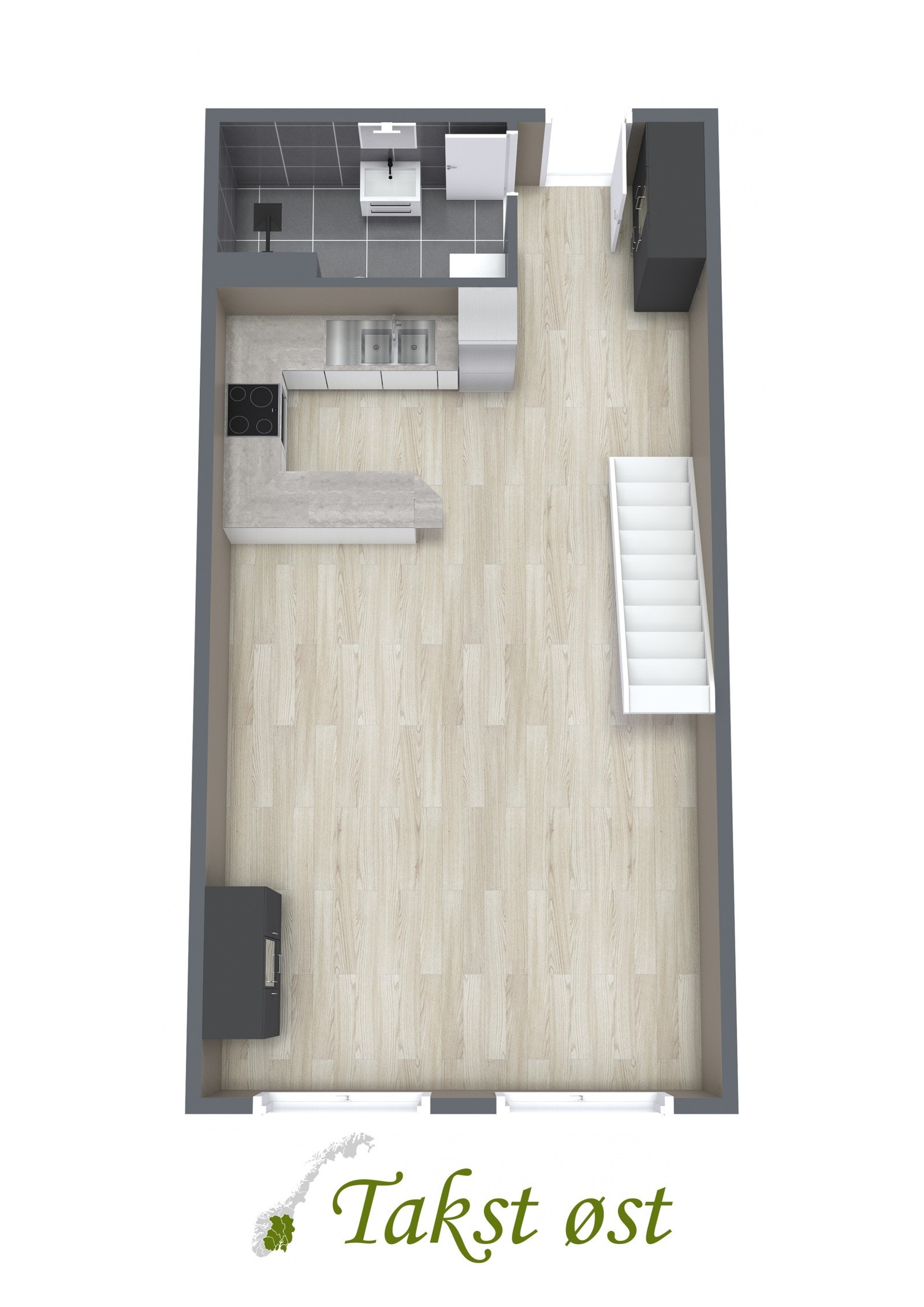 3-D plantegning 1. etasje. Galleribilde