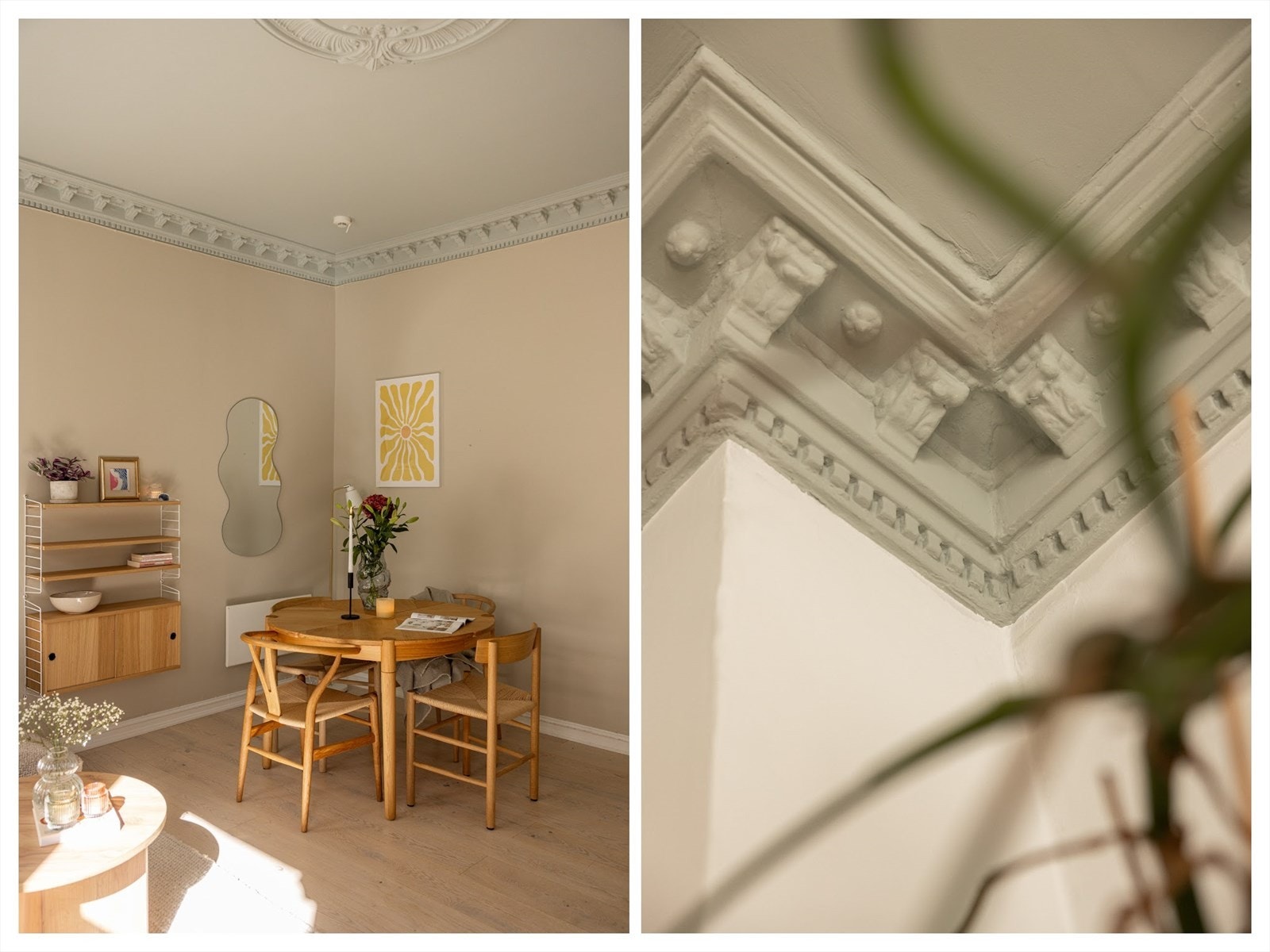 Leilighetens tak og vegger ble malt i 2023. Galleribilde