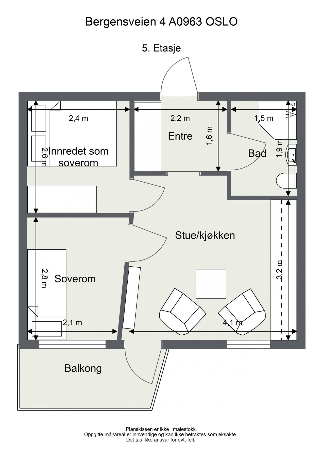 Boligen planløsning. Galleribilde