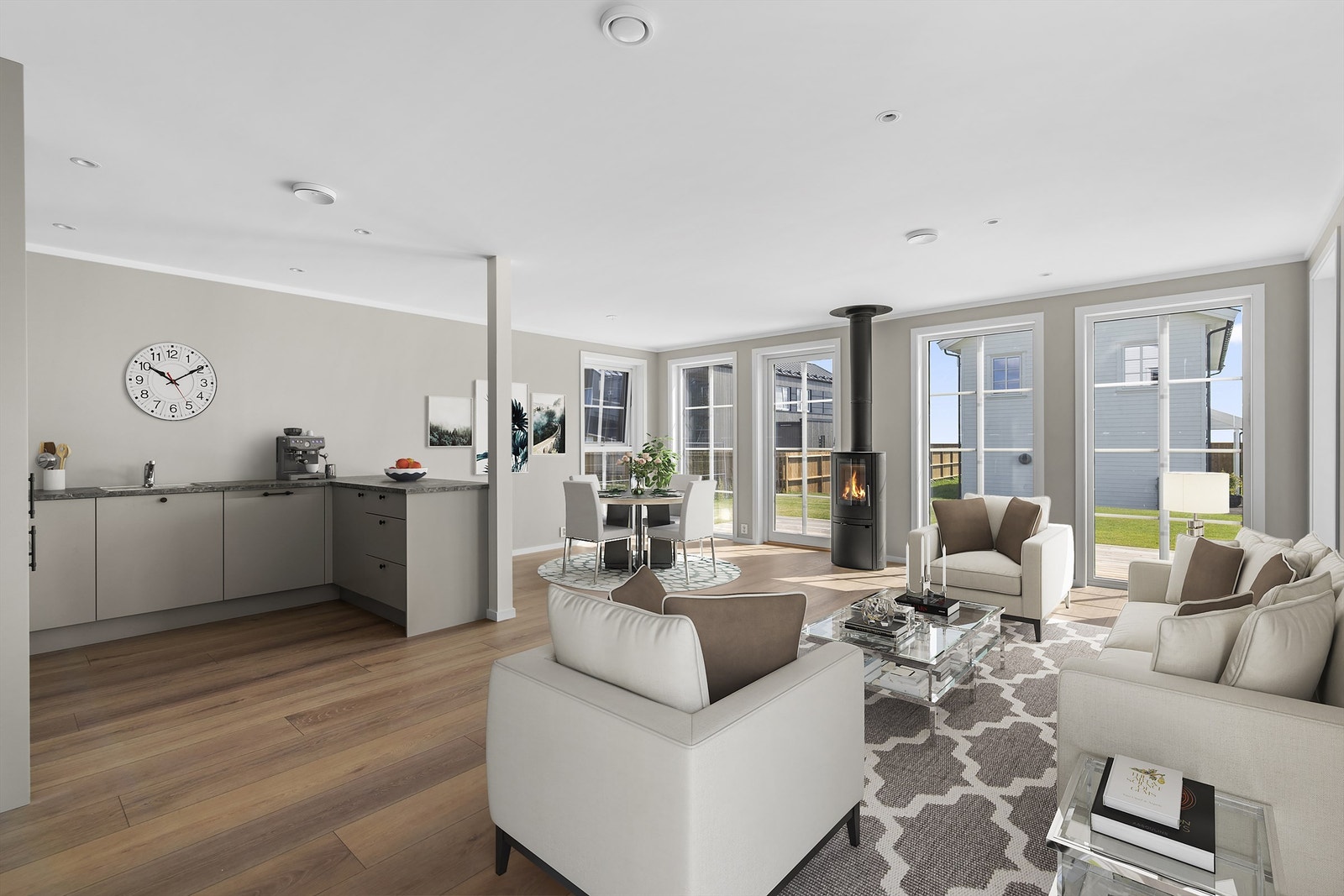 Lys stue med store vindusflater (Digital Stylet) Galleribilde