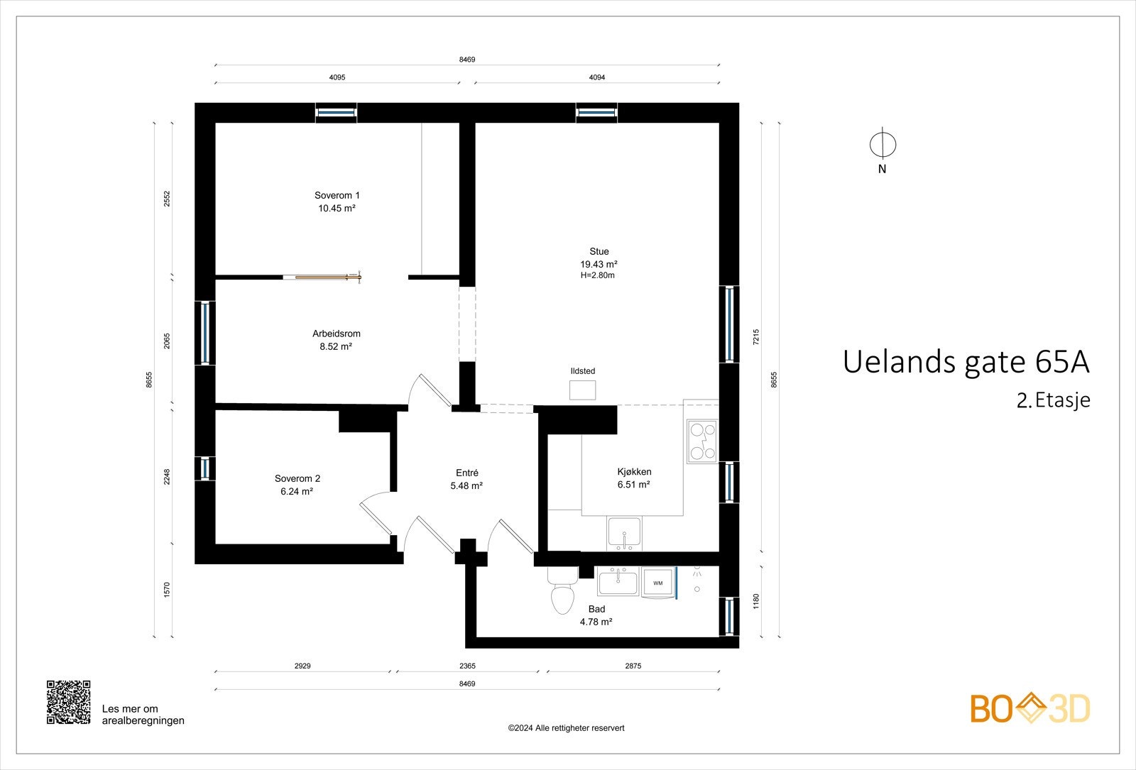 Før vi blar videre ser vi nærmere på boligens planskisse, slik at du får orientert deg litt. I tillegg til innvendige arealer disponerer boligen hele 4 boder: Totalt areal 16 kvm. Galleribilde
