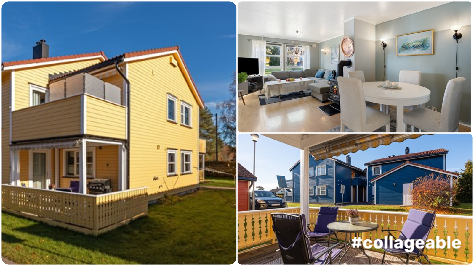 3 roms selveier med intern god beliggenhet. Syd/vestvent terrasse, peisovn og garasje rett ved. Galleribilde