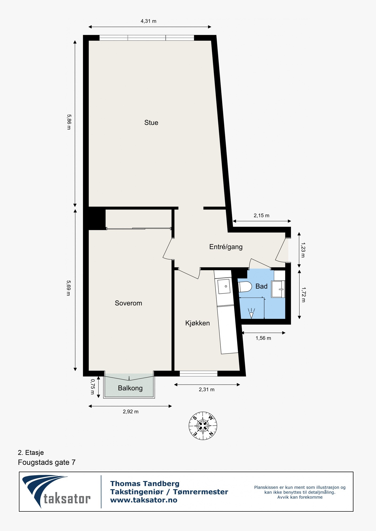 Gjennomgående planløsning i bygget som inneholder entré/gang, stue, kjøkken, baderom og soverom. Galleribilde