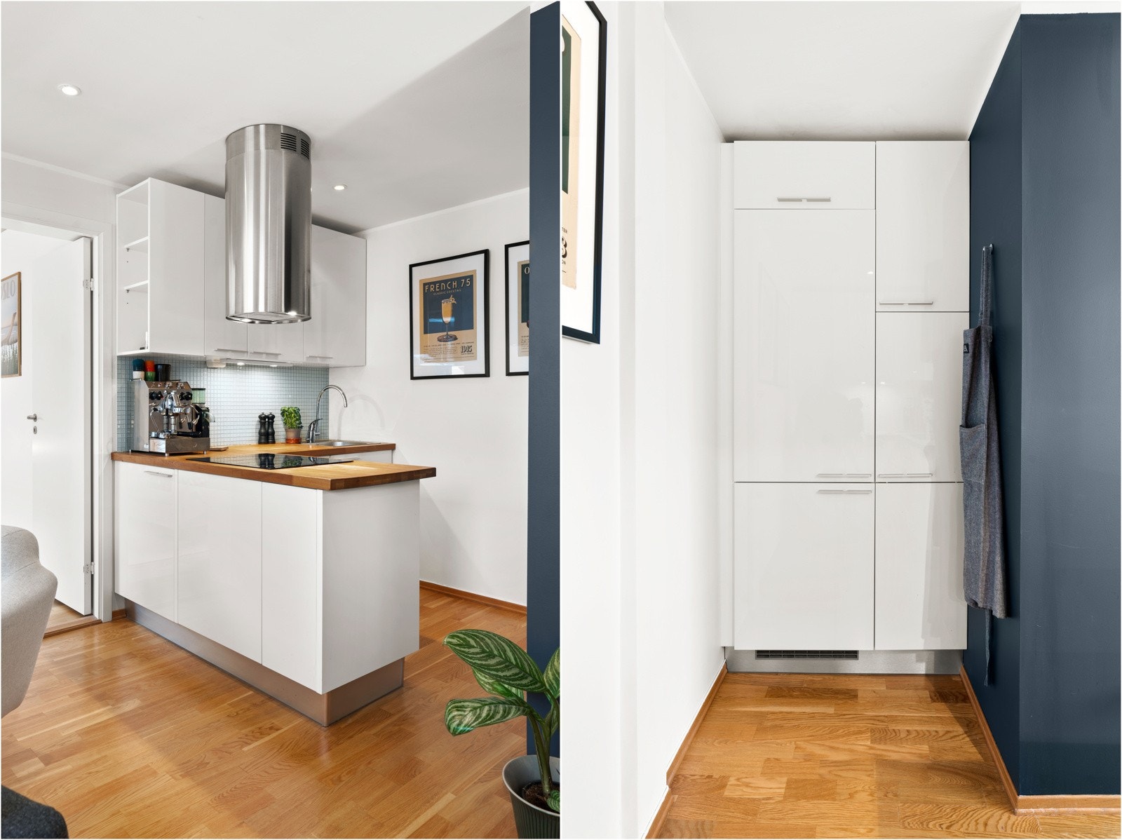 Godt med oppbevaringsplass i skap og skuffer. Alle hvitevarer er integrerte. Galleribilde