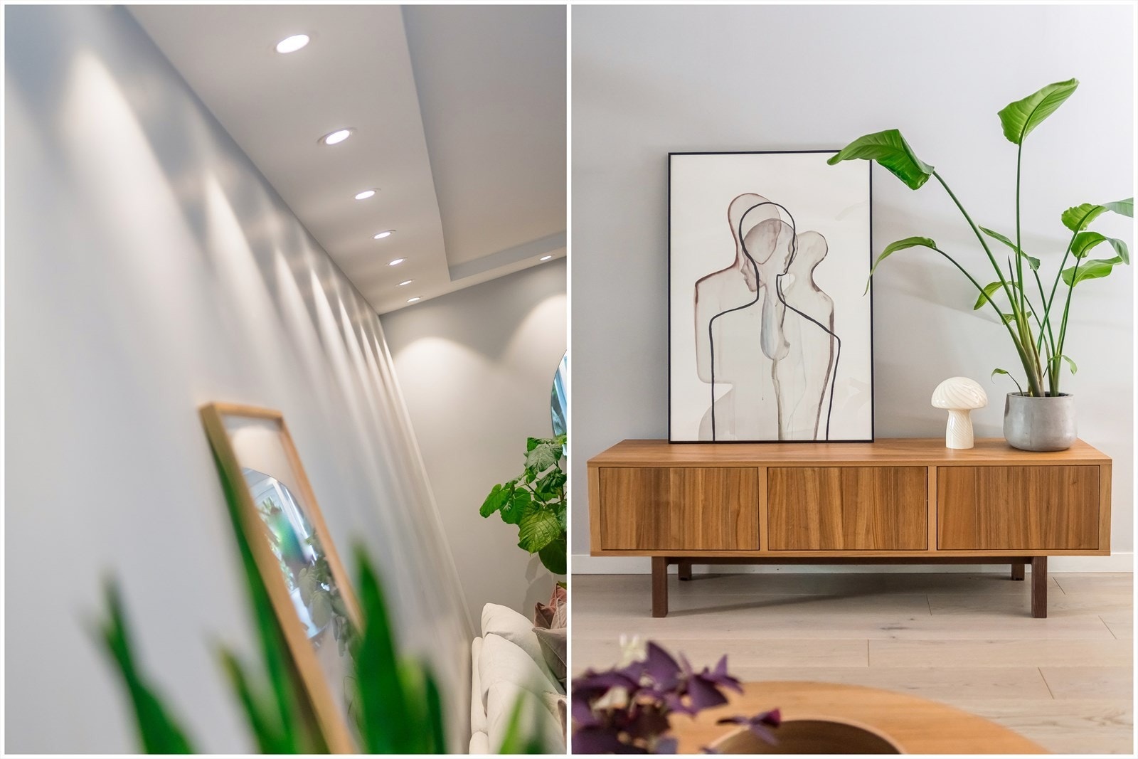 LED-downlights i himling skaper god stemming på kvelden og er dimbare. Galleribilde